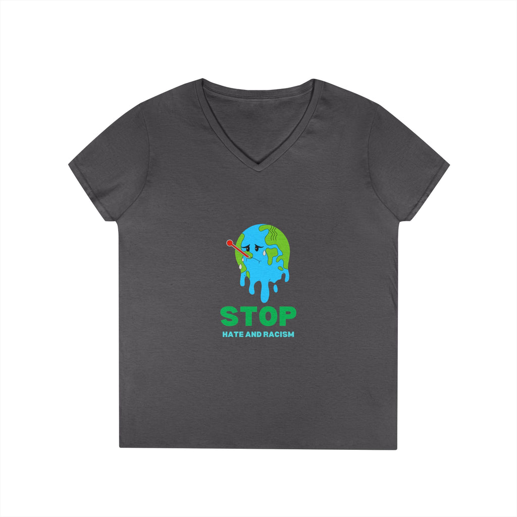 Stop Hate and Racism Eco V-Neck T-Shirt