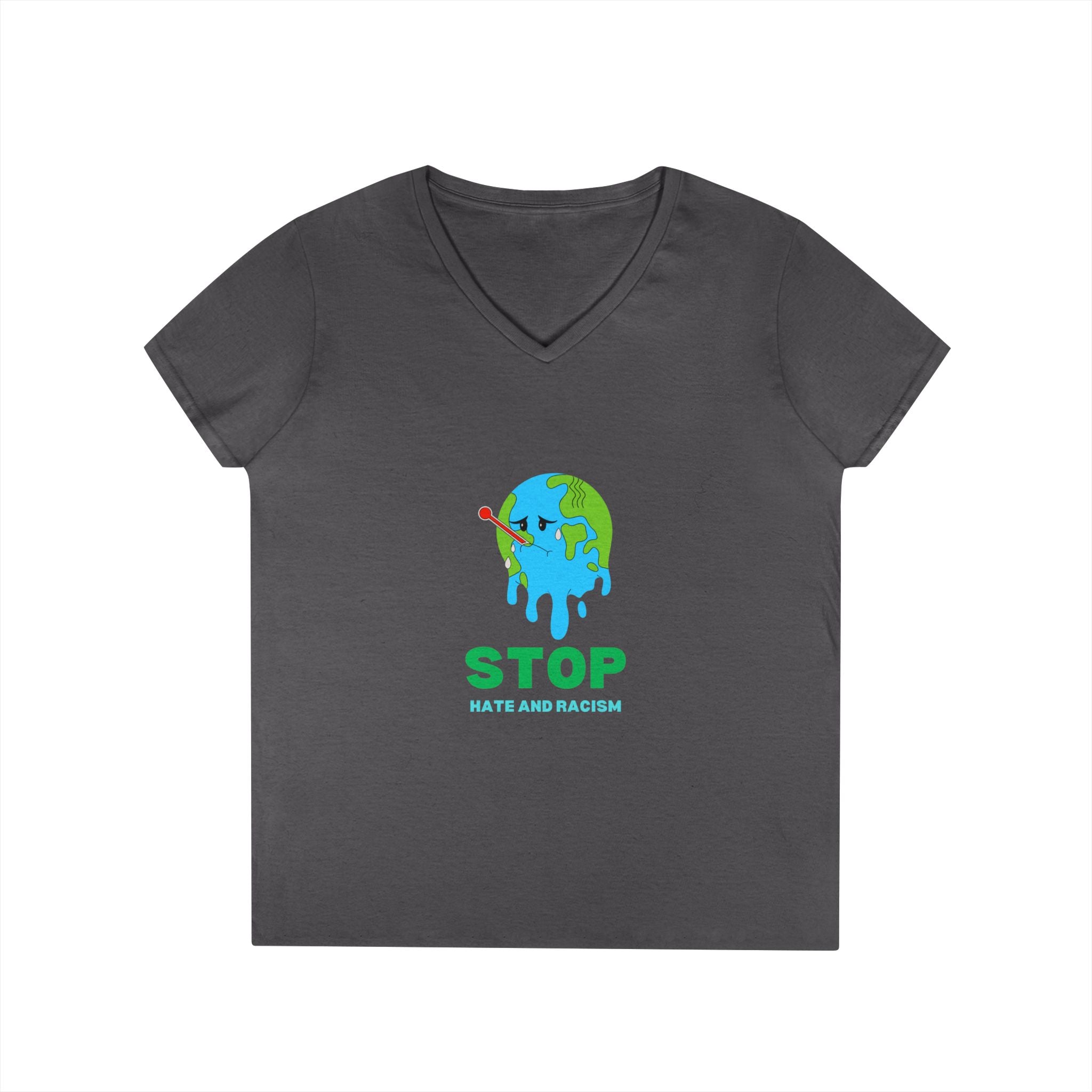 Stop Hate and Racism Eco V-Neck T-Shirt