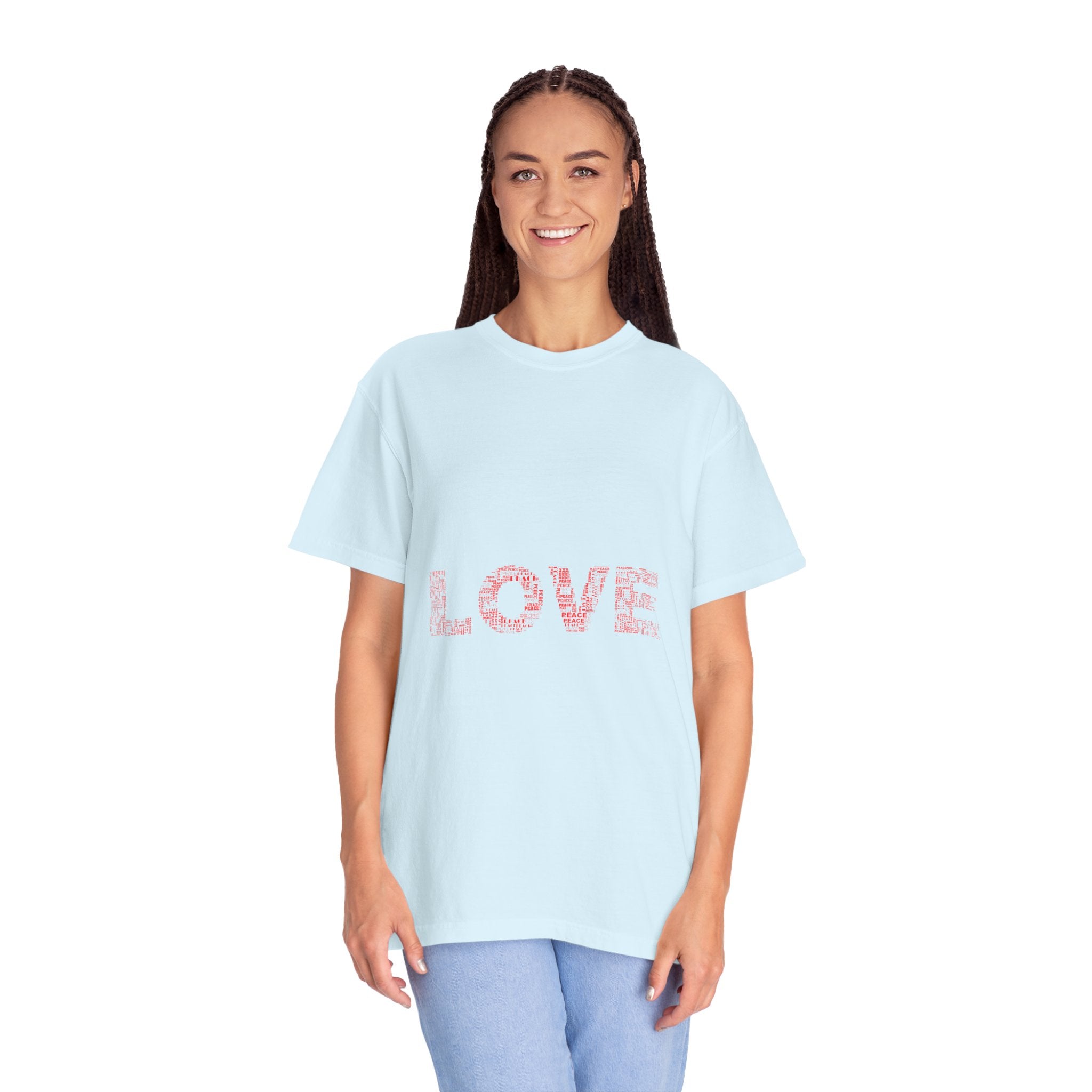 LOVE Graphic T-Shirt — Pink Floral Text Tee for Valentine’s Day & Everyday