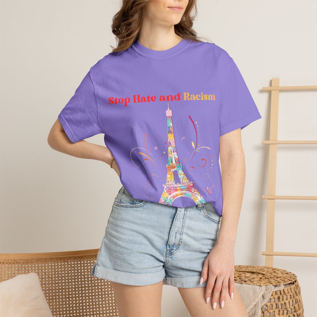 Stop Hate and Racism Eiffel Tower T-Shirt