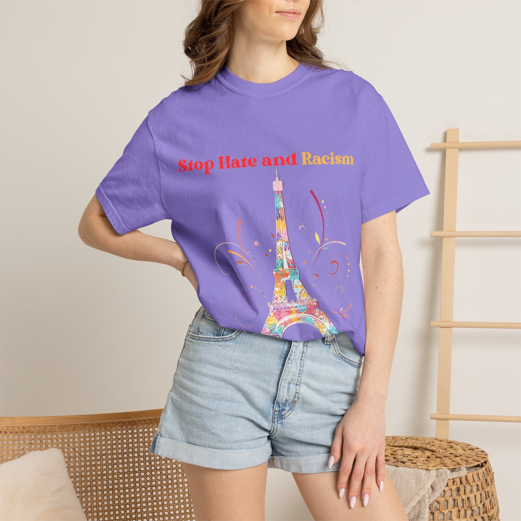 Stop Hate and Racism Eiffel Tower T-Shirt