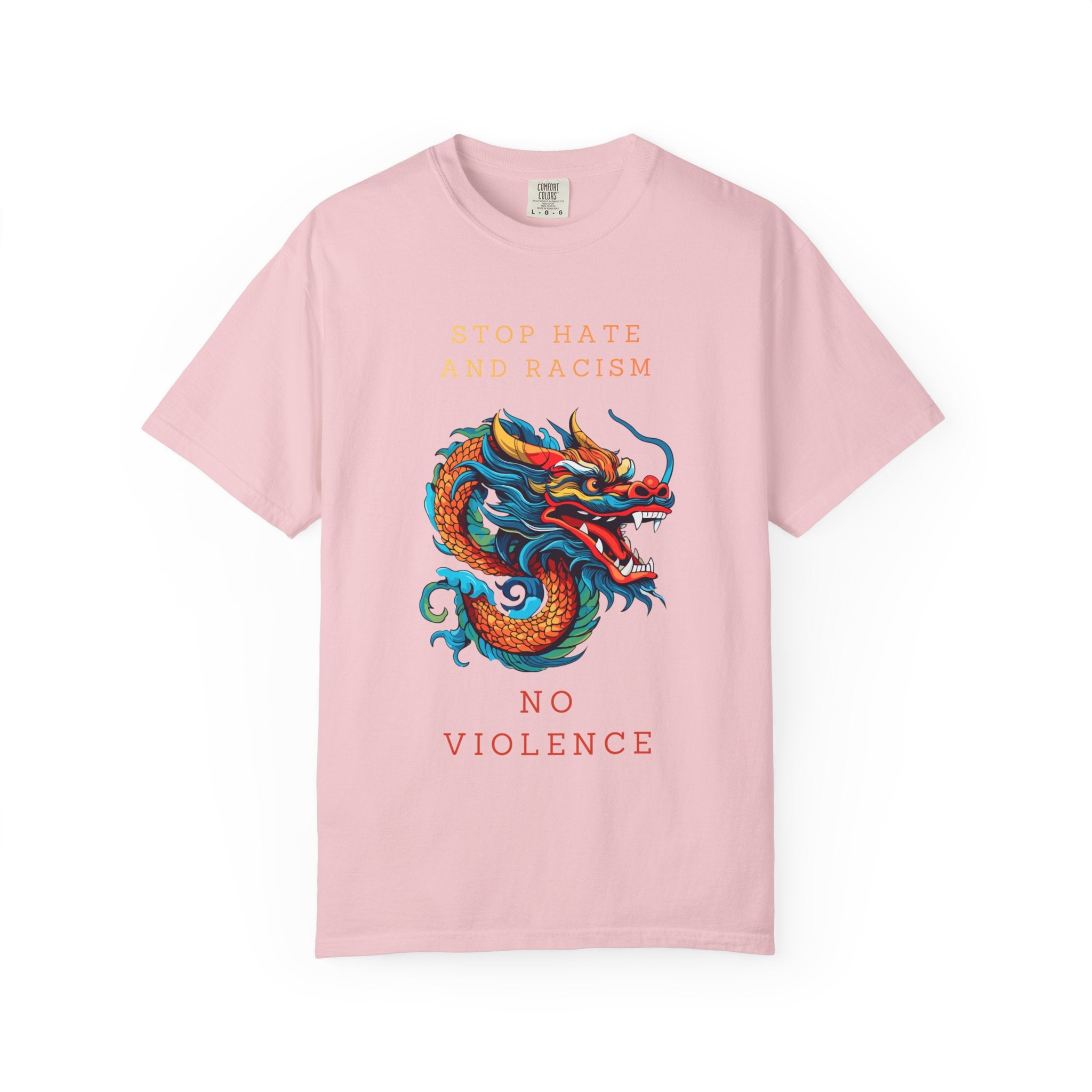T-Shirt — 'Stop Hate and Racism, No Violence' Dragon Graphic Tee