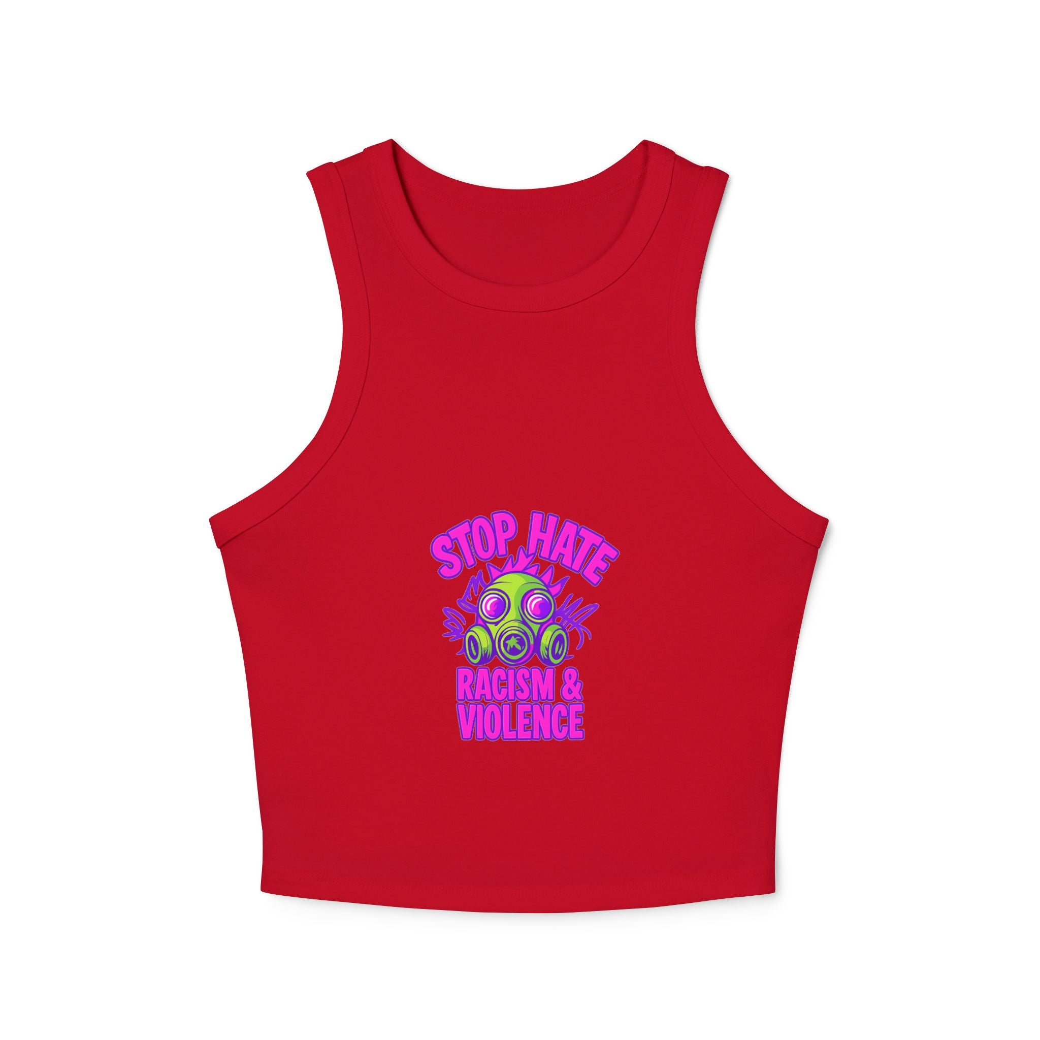 Racer Tank — "Stop Hate" Anti-Racism Gas Mask Graphic