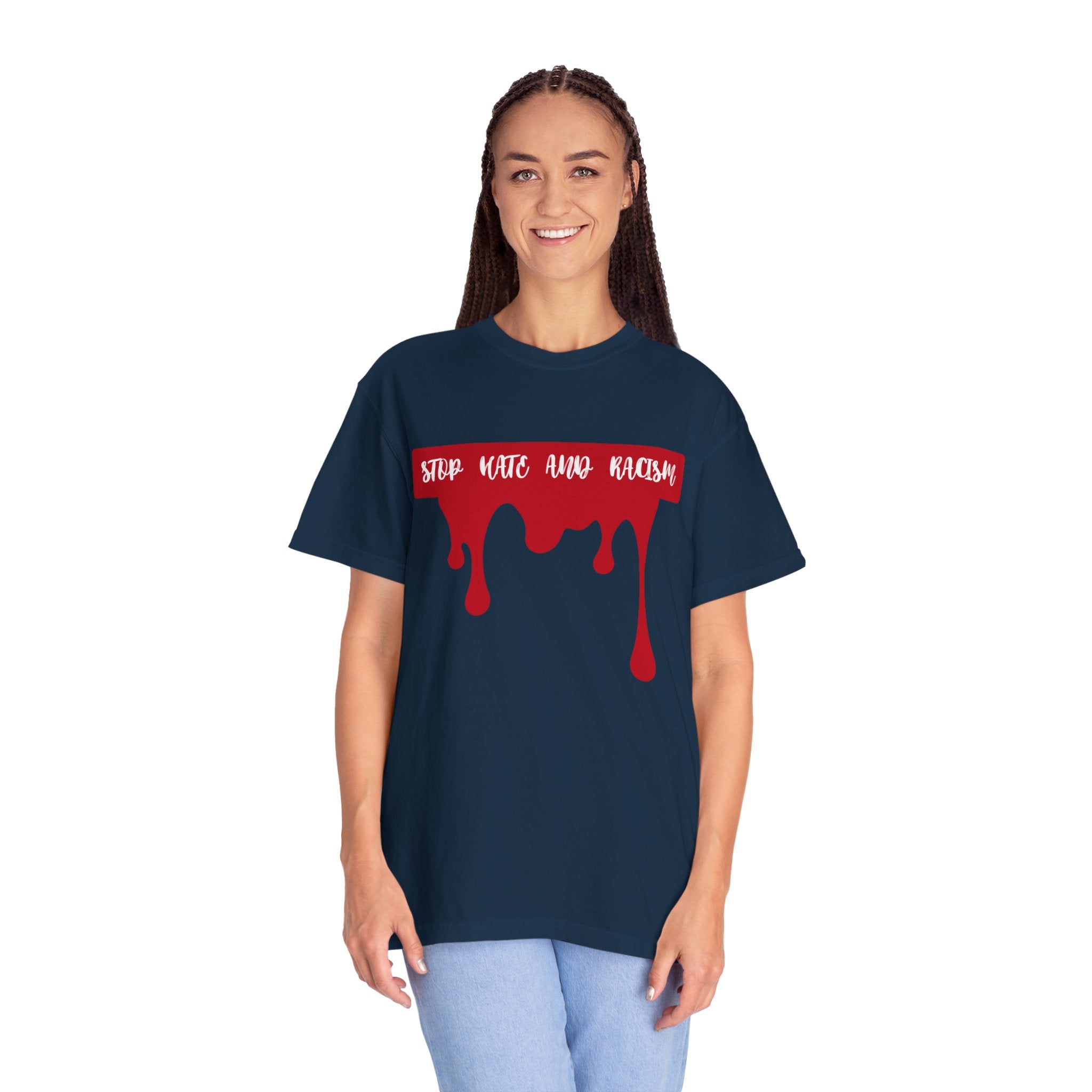 T-Shirt “Stop Hate, End Racism” Dripping Blood Graphic Tee
