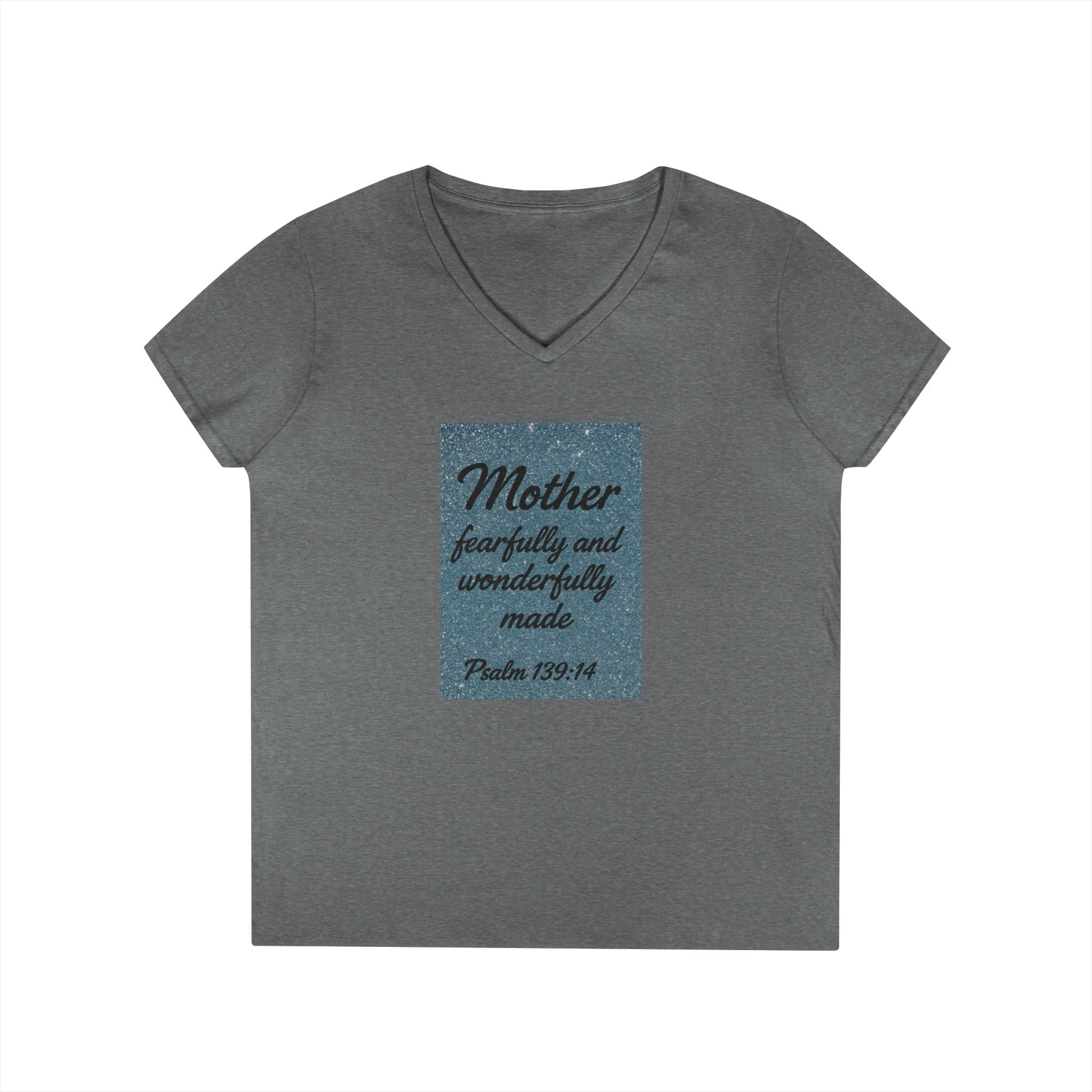 Mother 'Fearfully and Wonderfully Made' V‑Neck Tee — Psalm 139:14 Christian Mom Shirt