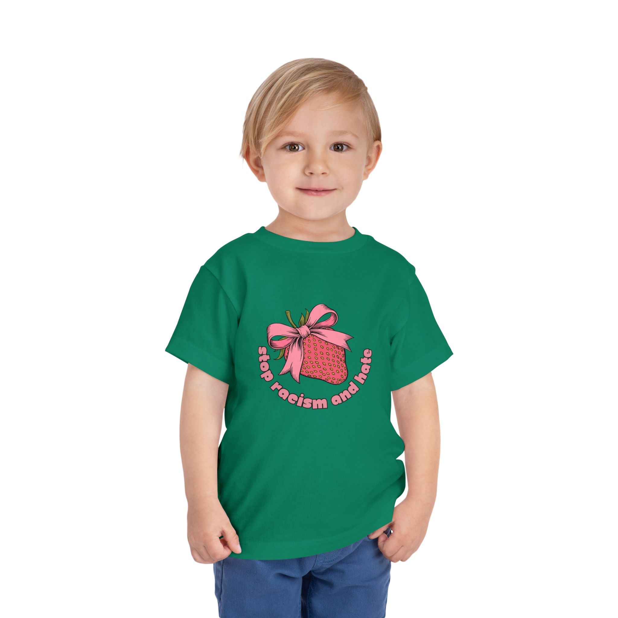 Toddler Tee — Pink Gift Strawberry Graphic "Stop Rockin and Rollin"