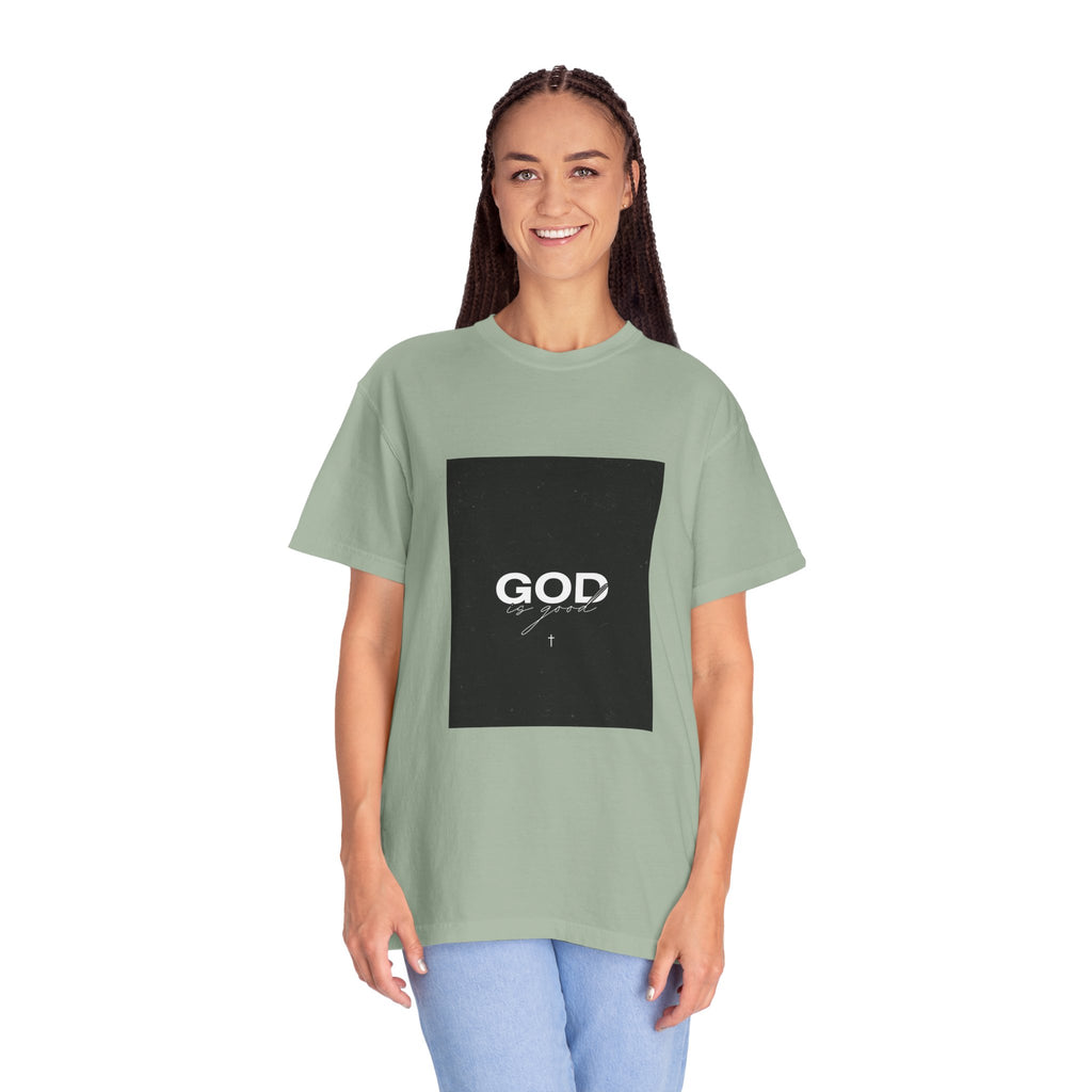 God Typography T-Shirt — Minimal Black Square Graphic Tee