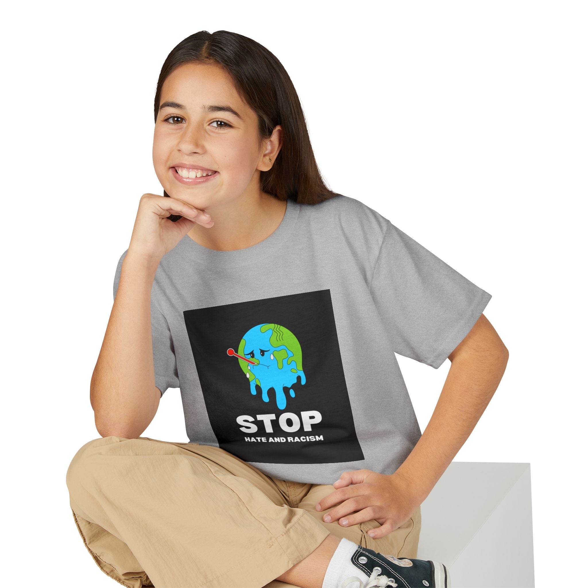 Youth T-Shirt — "STOP Hate and Racism" Earth Graphic Anti-Racism Tee