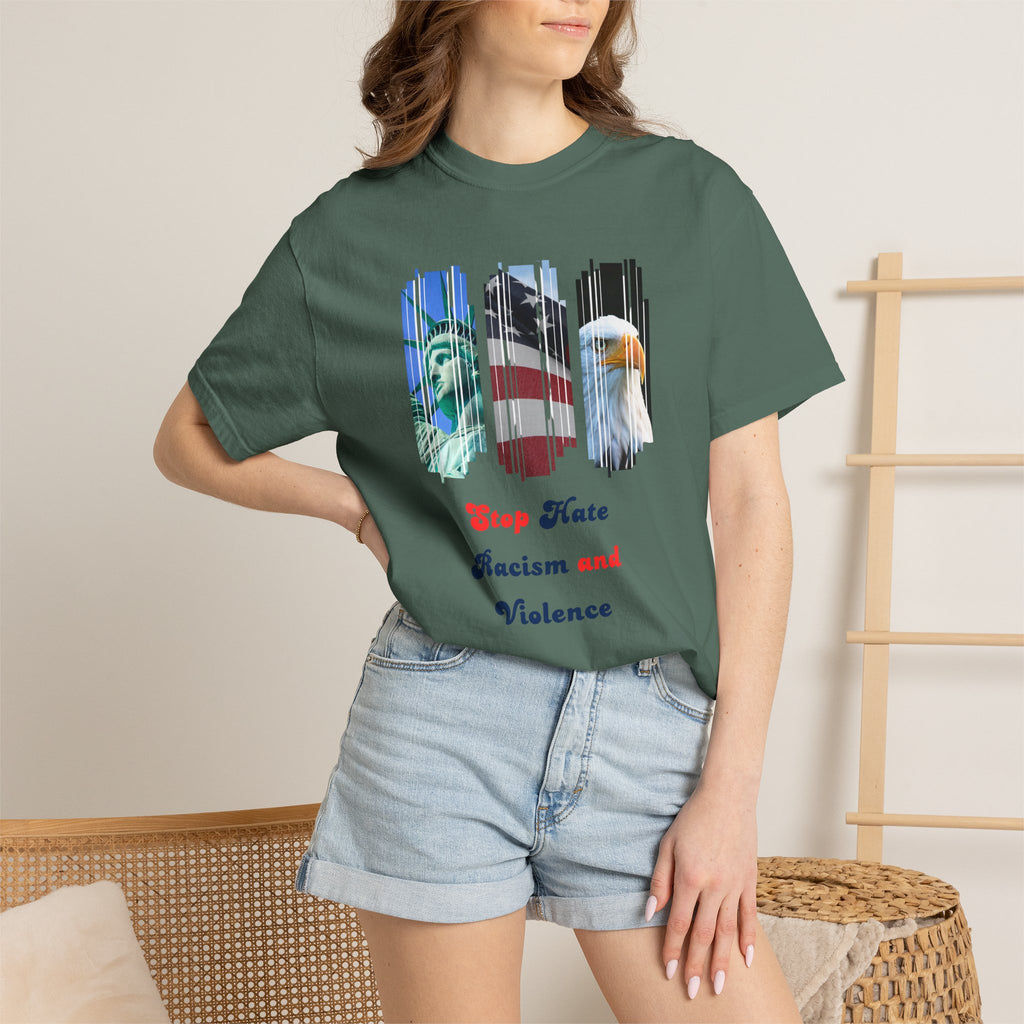Patriotic 'Stop Hate Racism and Violence' T-Shirt
