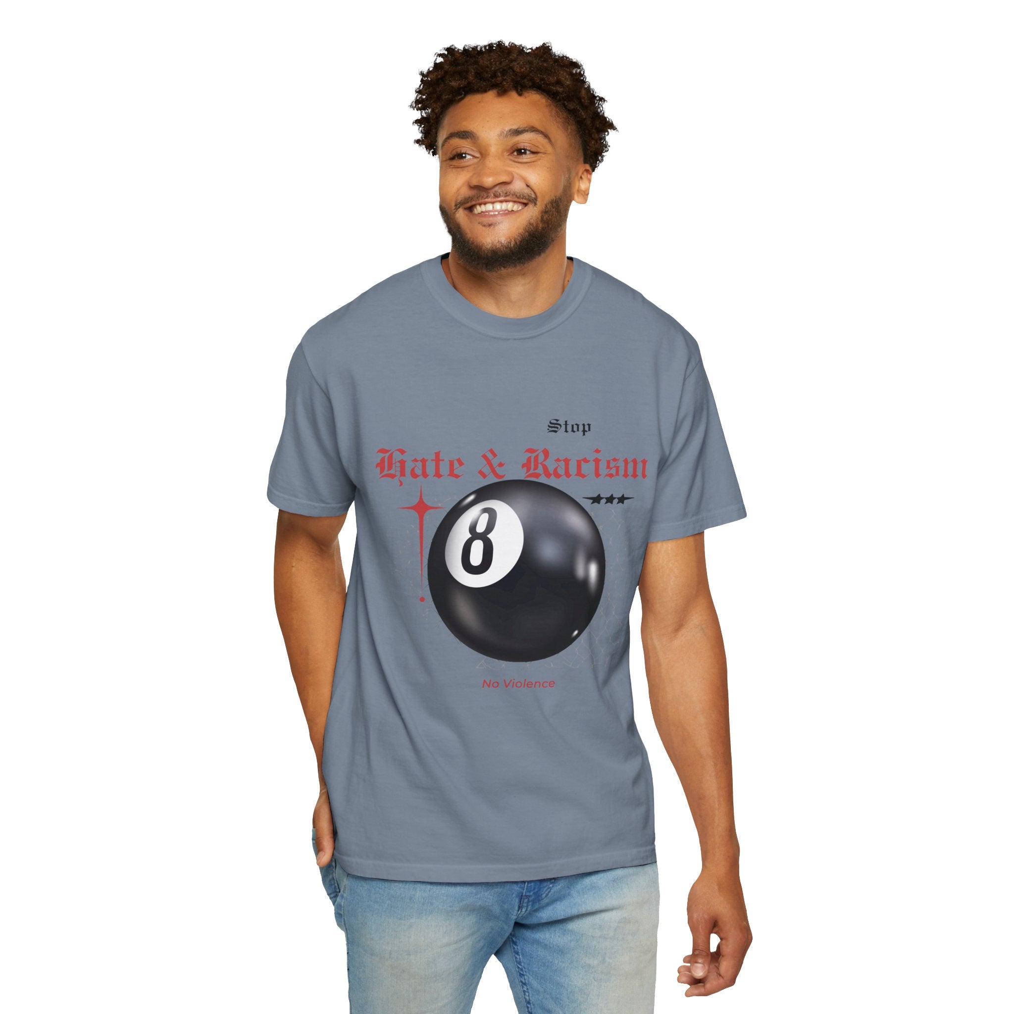 Anti-Racism 8-Ball T-Shirt — Stop Hate & Racism Graphic Tee