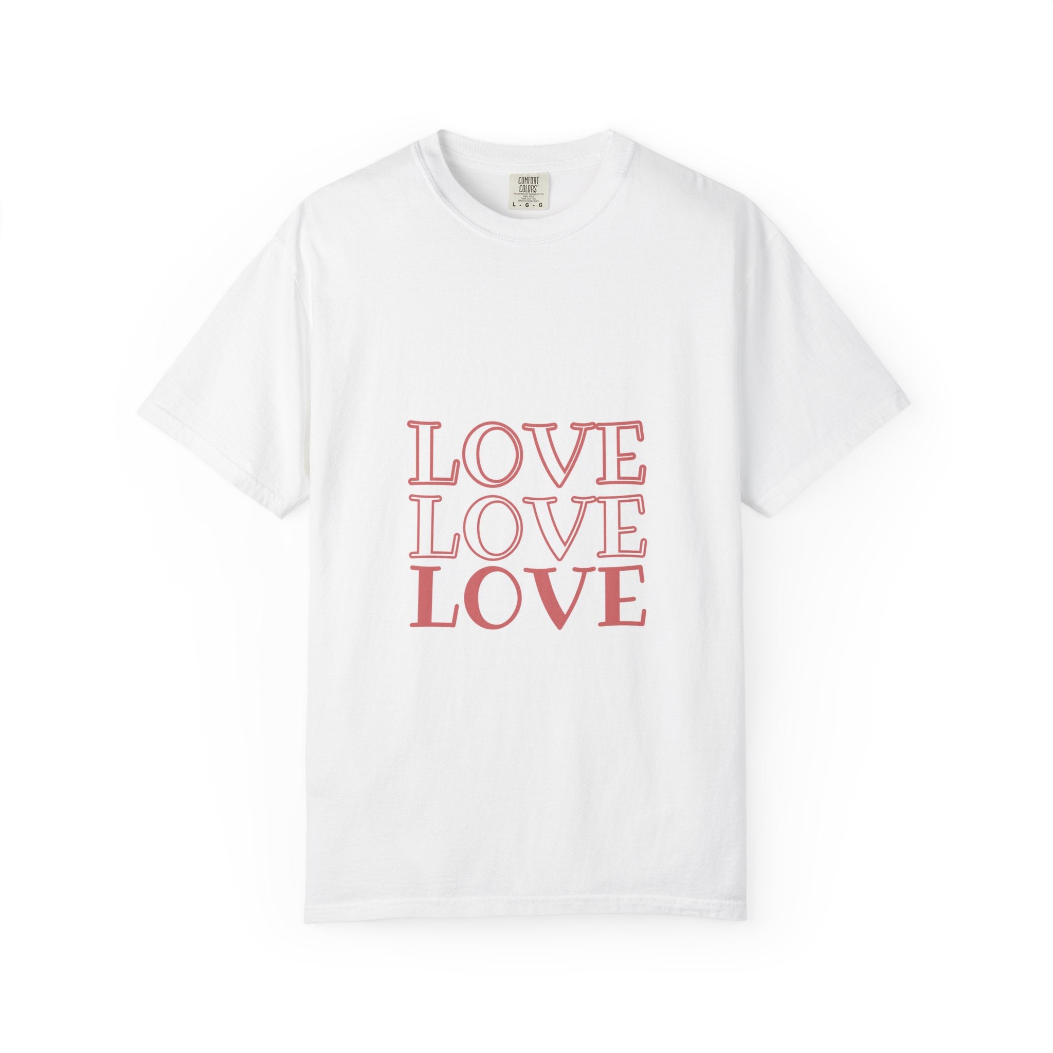 Love Love Love T-Shirt — Vintage Pink Stacked Text Tee