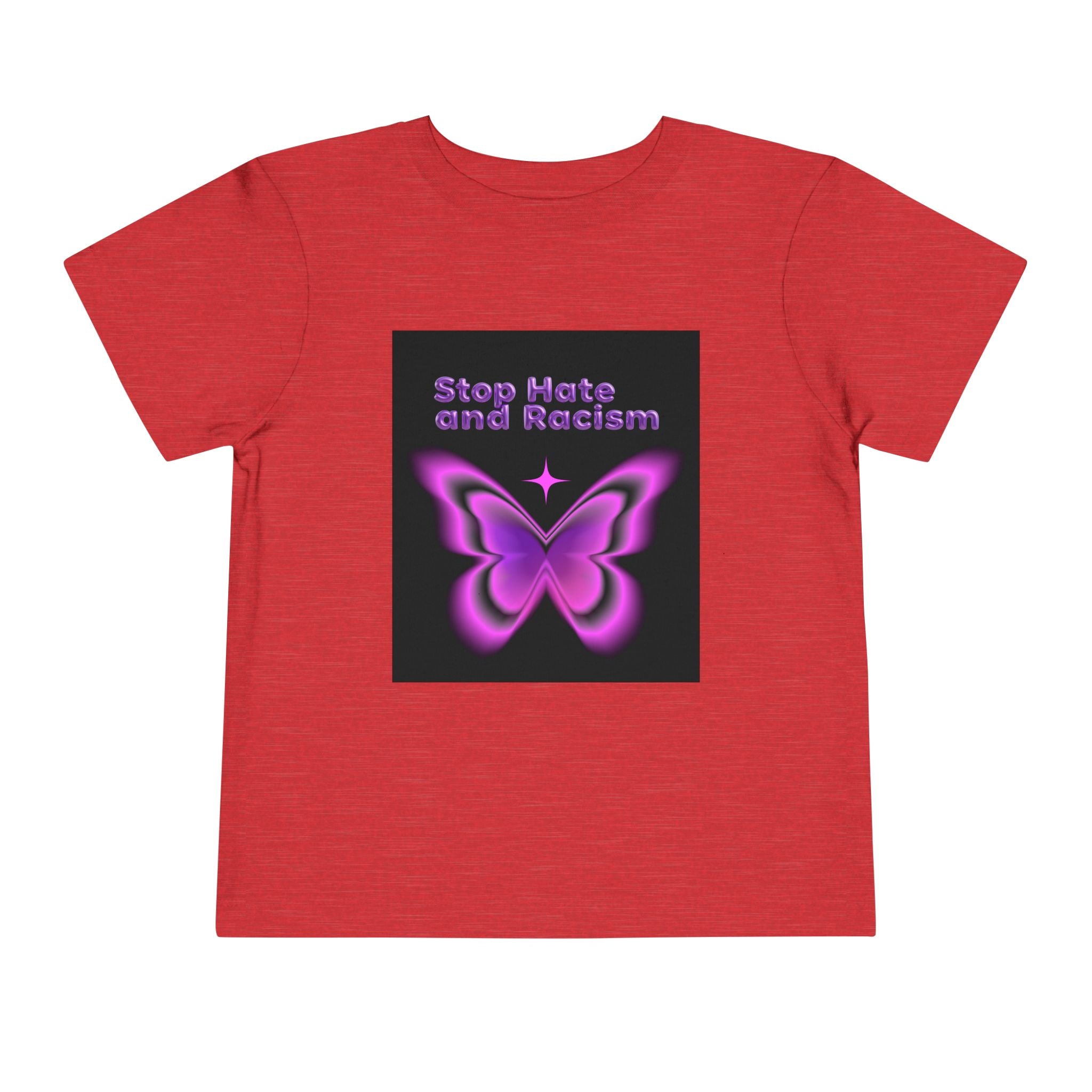 Stop Hate and Racism Toddler Tee — Purple Butterfly Anti-Racism Shirt