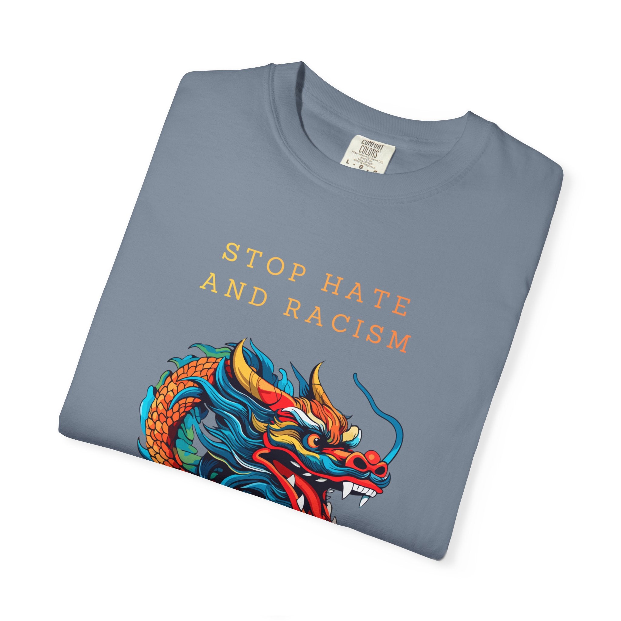 T-Shirt — 'Stop Hate and Racism, No Violence' Dragon Graphic Tee