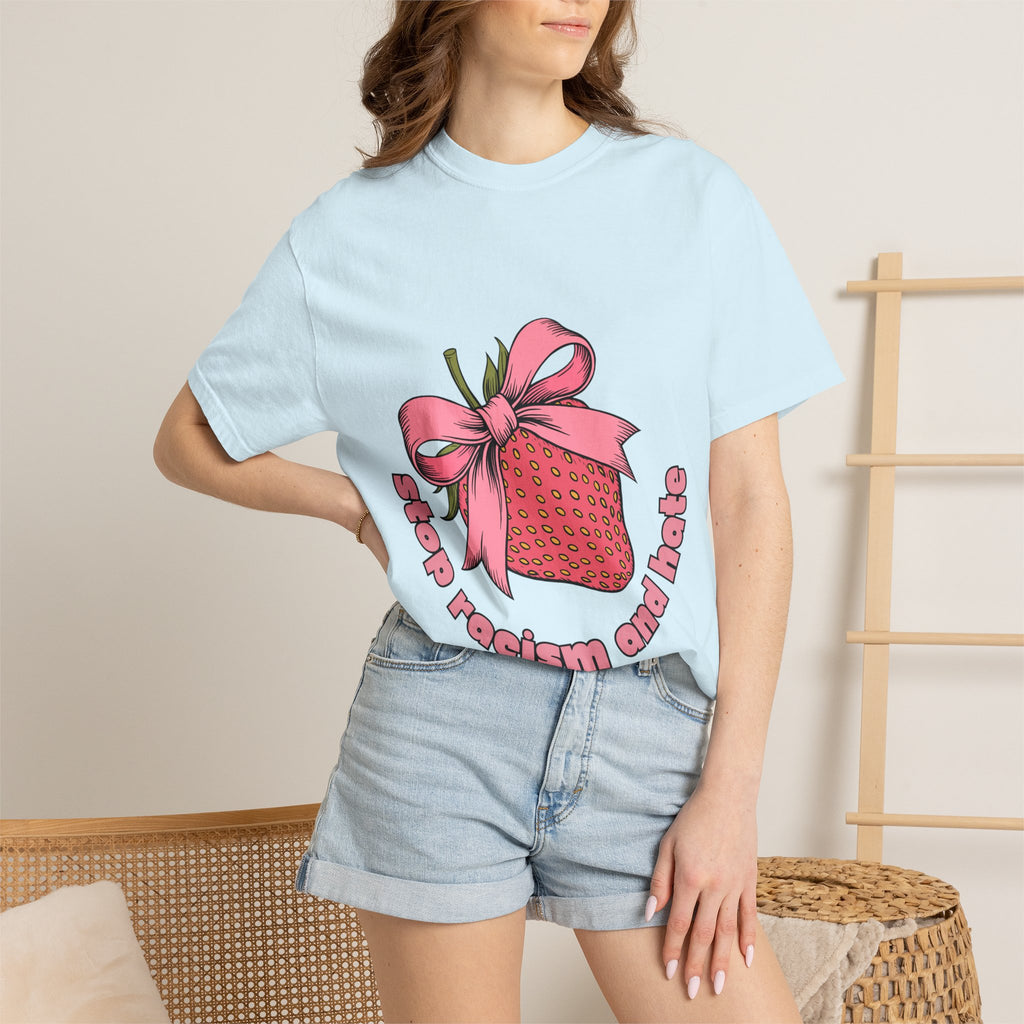 Stop Racism and Hate T-Shirt — Pink Strawberry Gift Graphic Tee