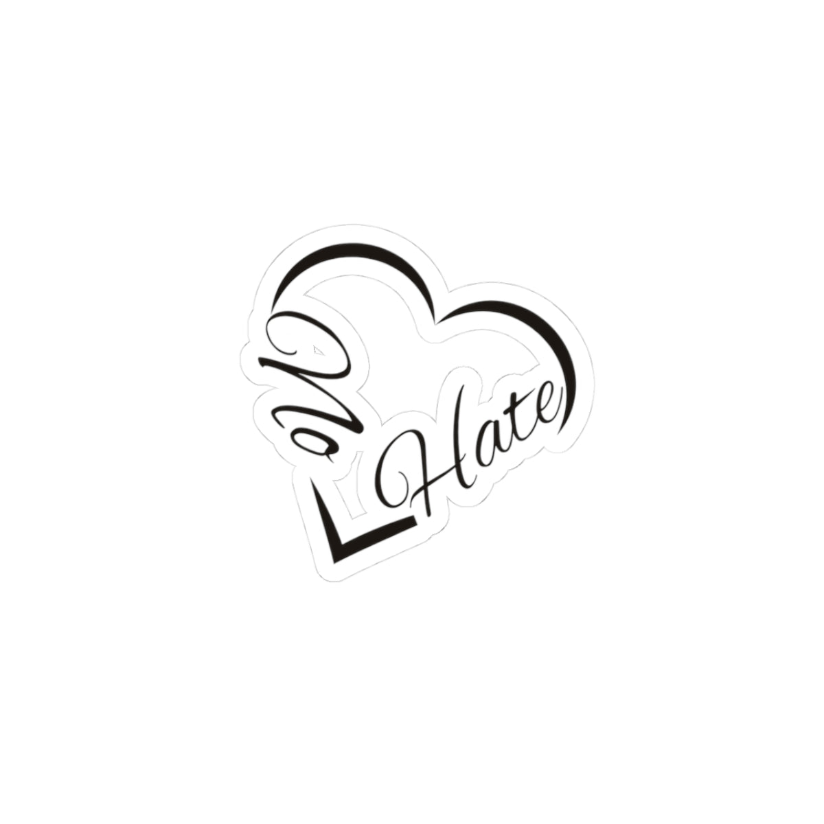 No Hate Heart Sticker — Kiss-Cut Anti-Hate Vinyl Sticker