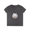Stop Hate Kitty V-Neck Tee — Cute Anti-Racism Message Shirt