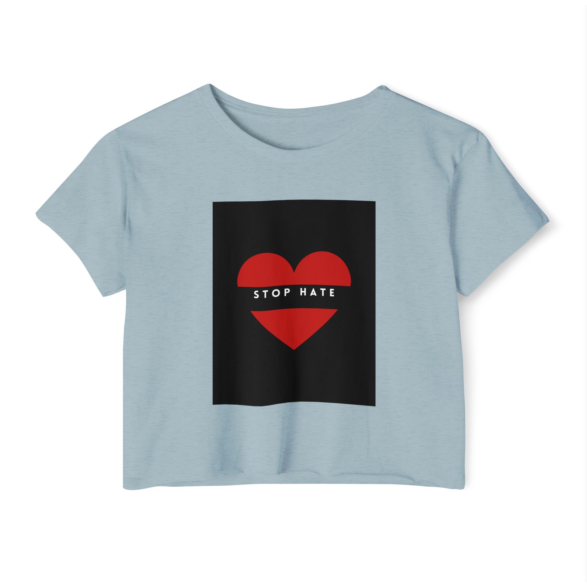 Stop Hate Heart Crop Top — Women's Festival Activist Tee