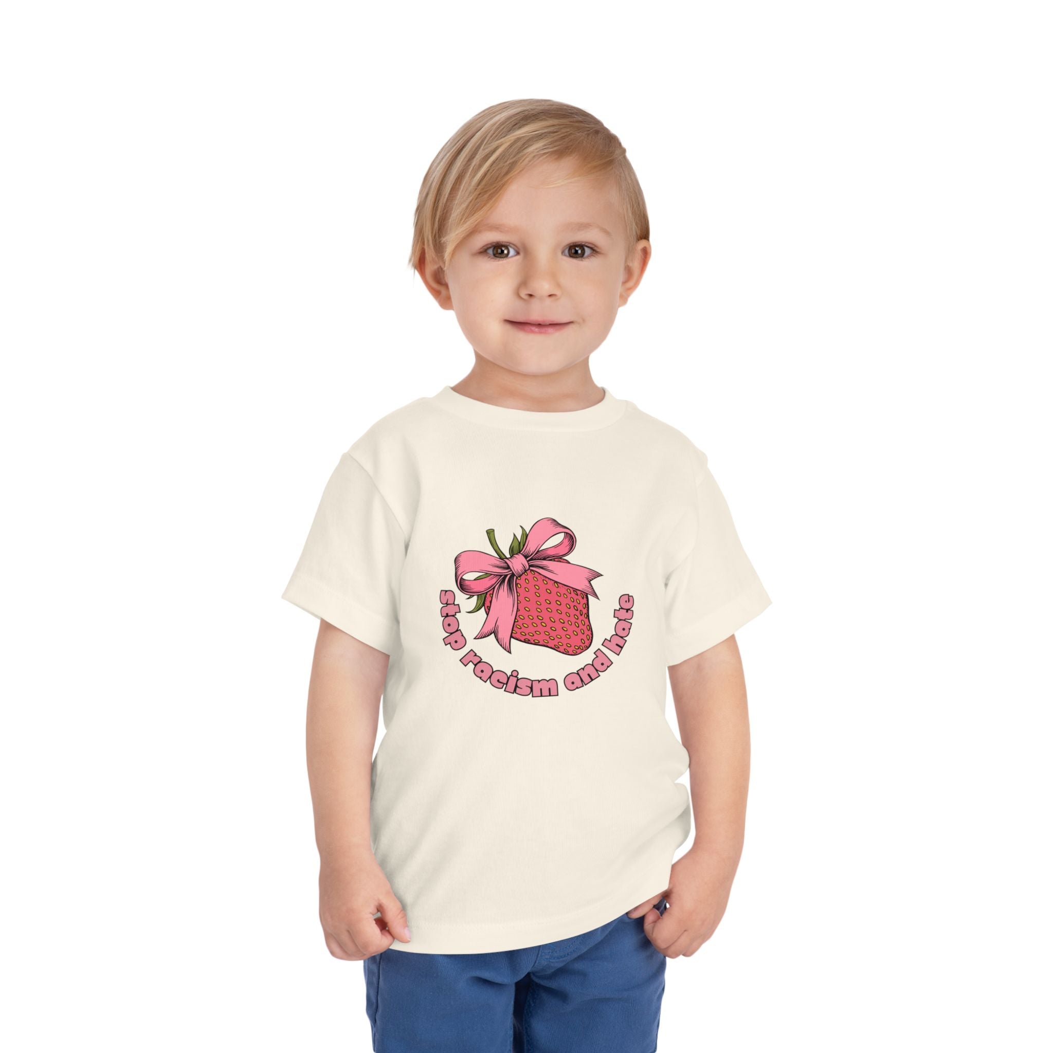 Toddler Tee — Pink Gift Strawberry Graphic "Stop Rockin and Rollin"