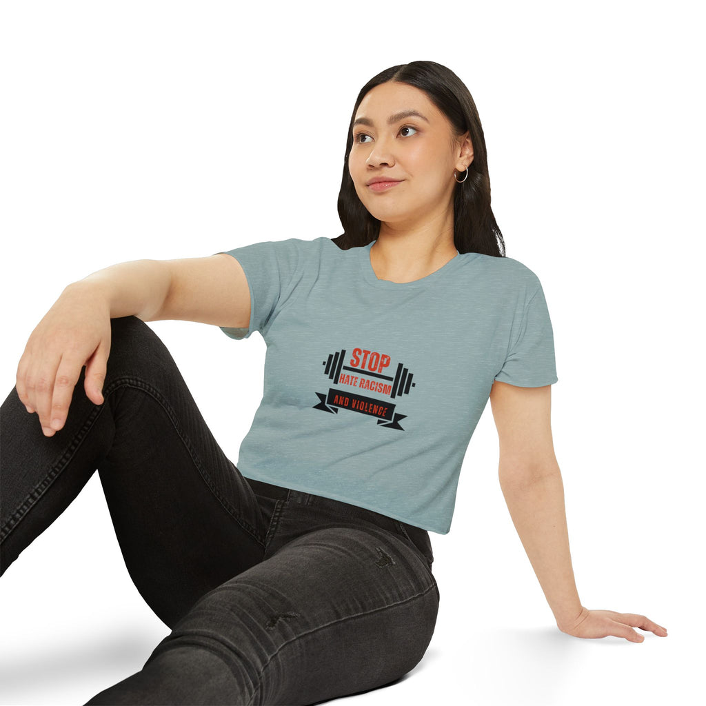 Crop Top — "Stop Hate Racism and Violence" Graphic Festival Tee