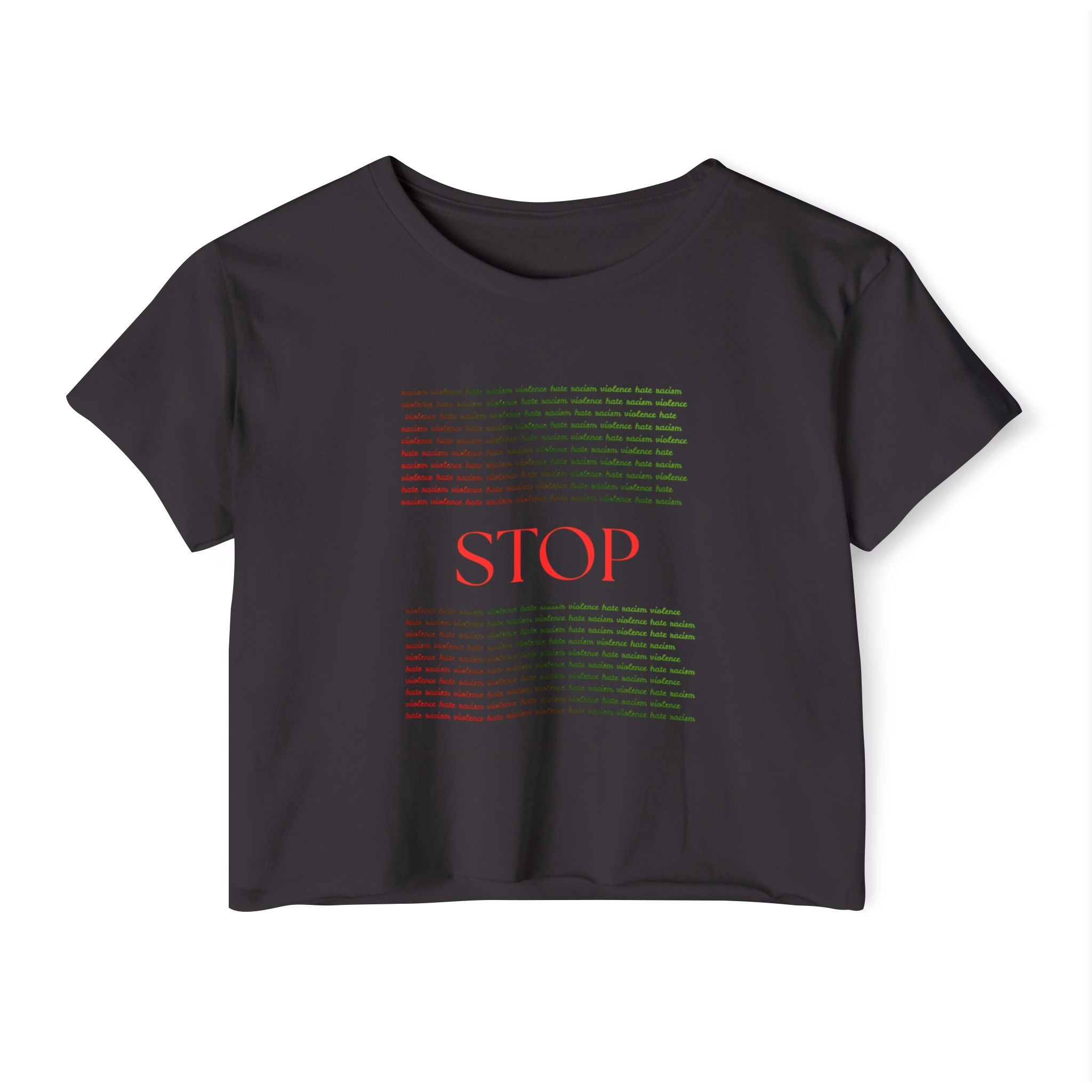 STOP Graphic Crop Top — Women's Festival Statement Tee