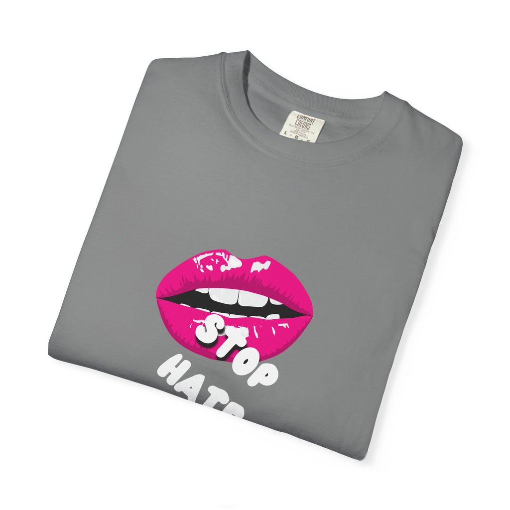 T-Shirt — Pink Lip 'Stop' Graphic Tee (No Racism or Violence)
