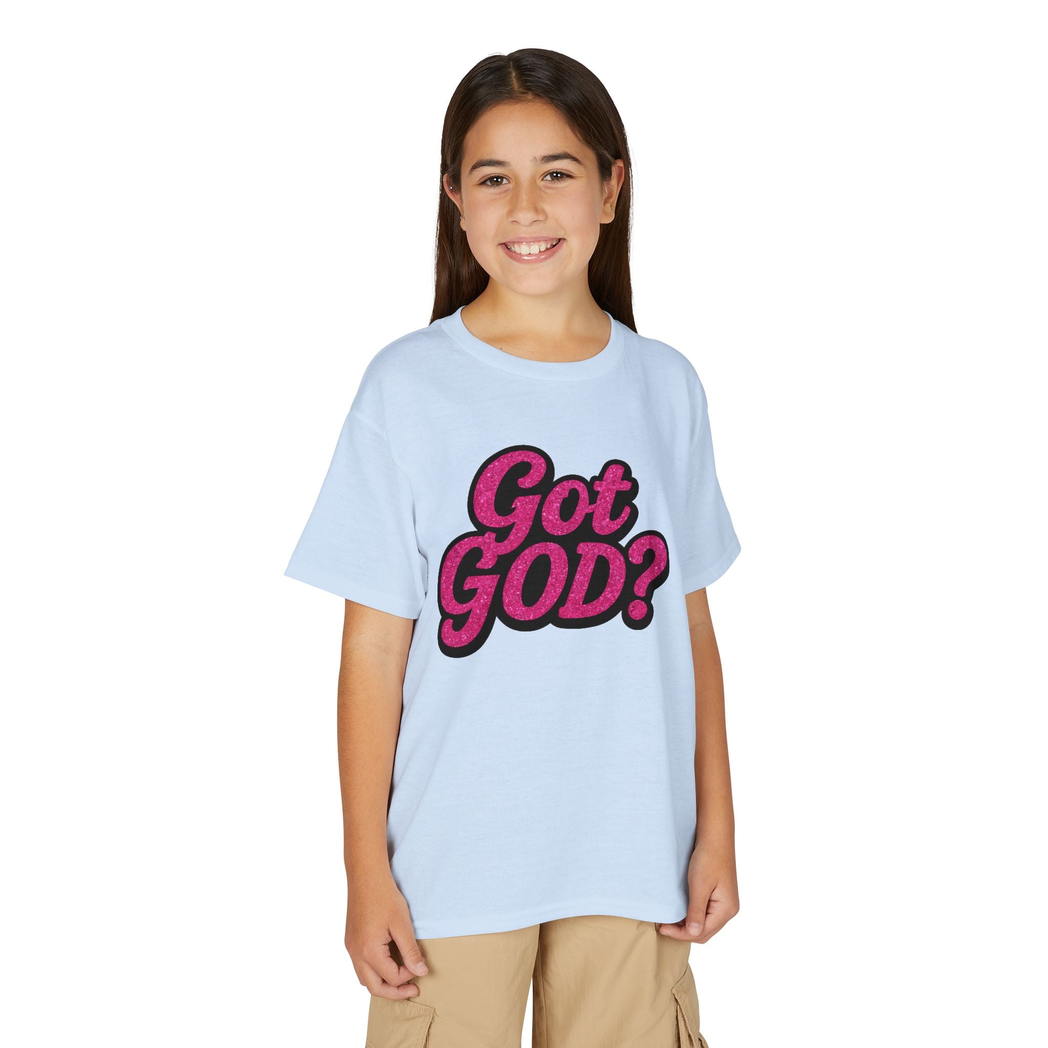 Youth T-Shirt — "Got GOD?" Pink Retro Faith Graphic