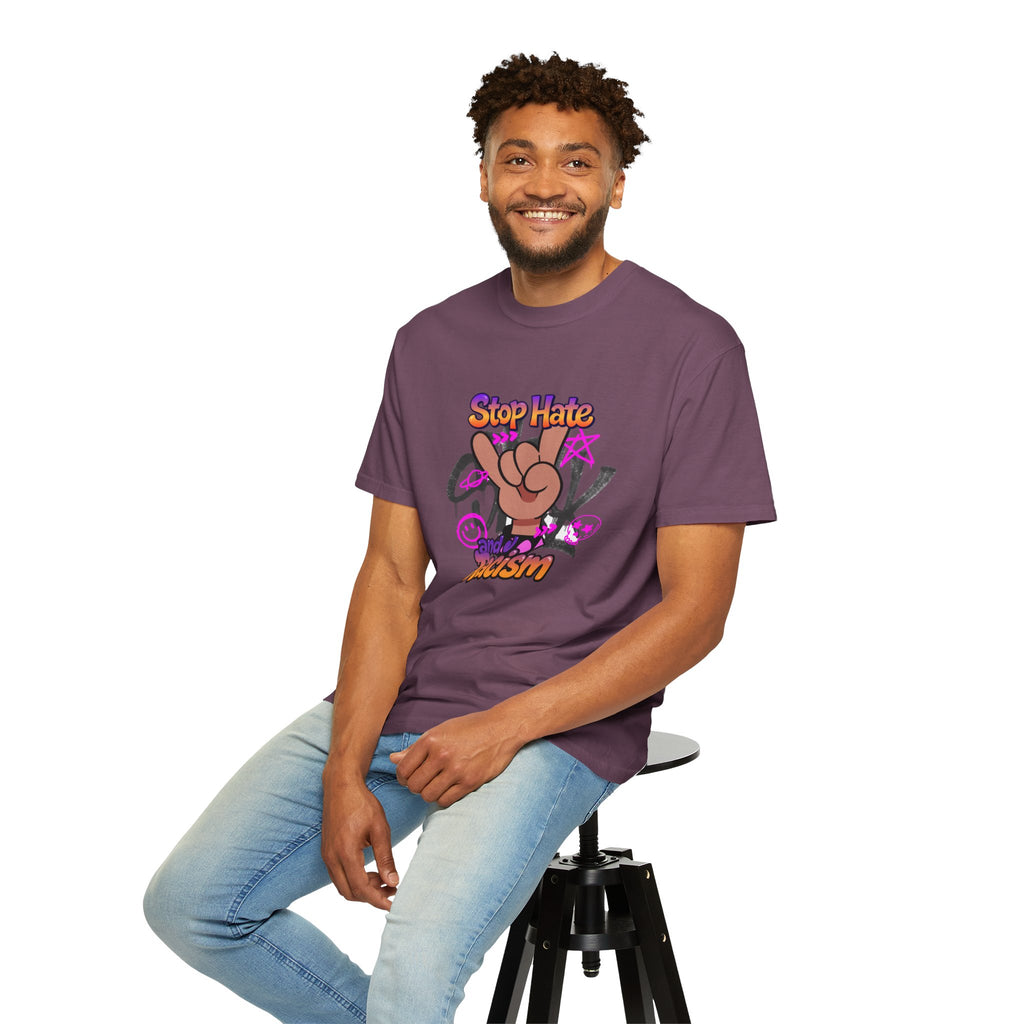 Stop Hate and Racism Graphic T-Shirt – Anti-Racism Solidarity Tee