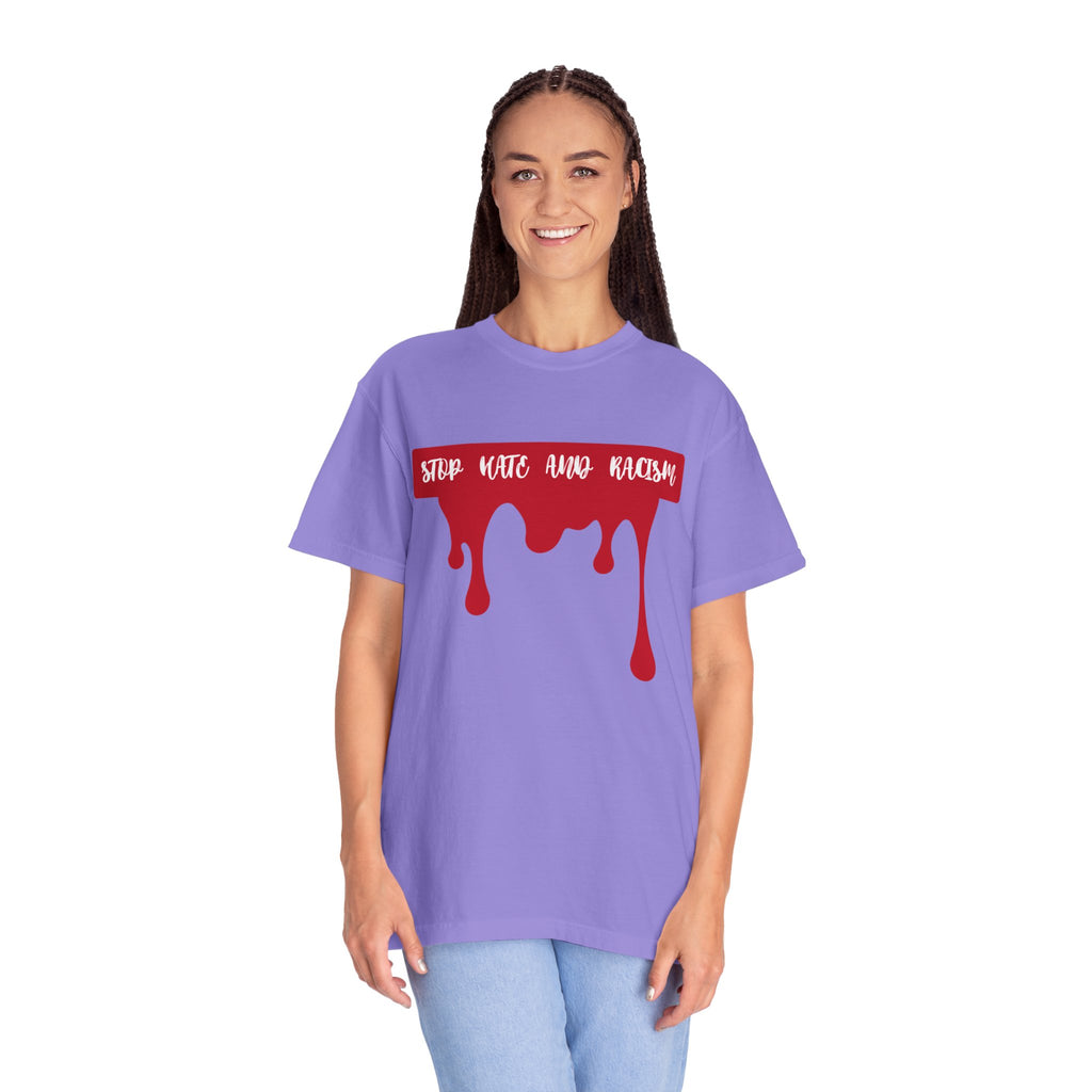 T-Shirt “Stop Hate, End Racism” Dripping Blood Graphic Tee