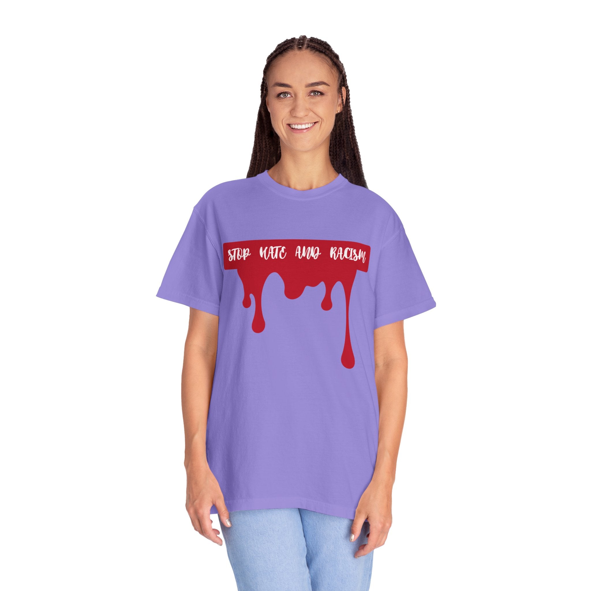 T-Shirt “Stop Hate, End Racism” Dripping Blood Graphic Tee