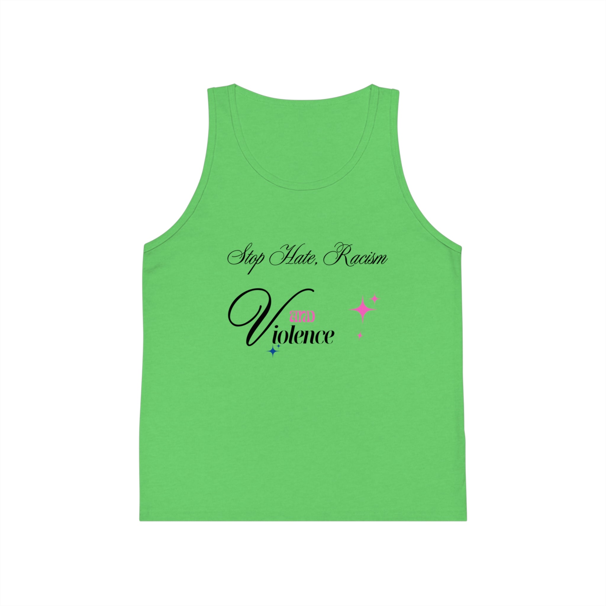 Kids Tank Top “Stop Hate, Racism — Kind Violence” Anti-Racism Graphic