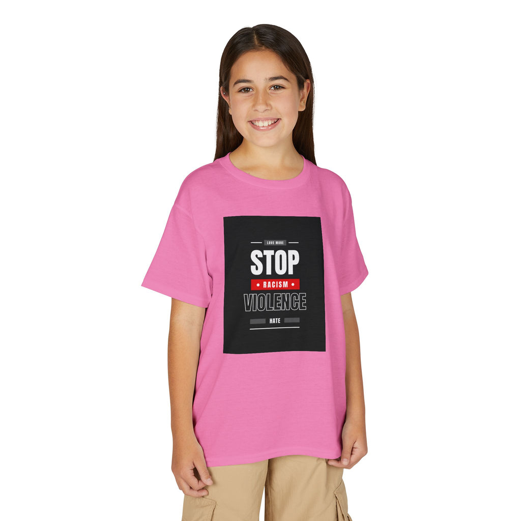Youth T-Shirt — "Stop Racism Stop Violence" Graphic Tee