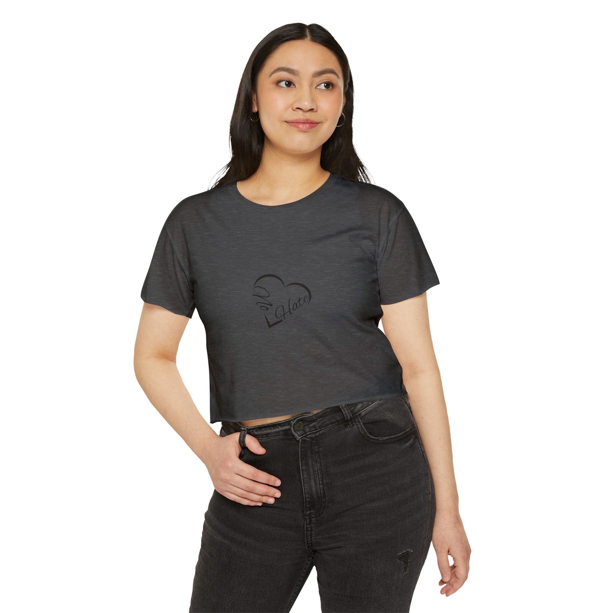Women's 'No Hate' Heart Crop Top — Festival Graphic Tee