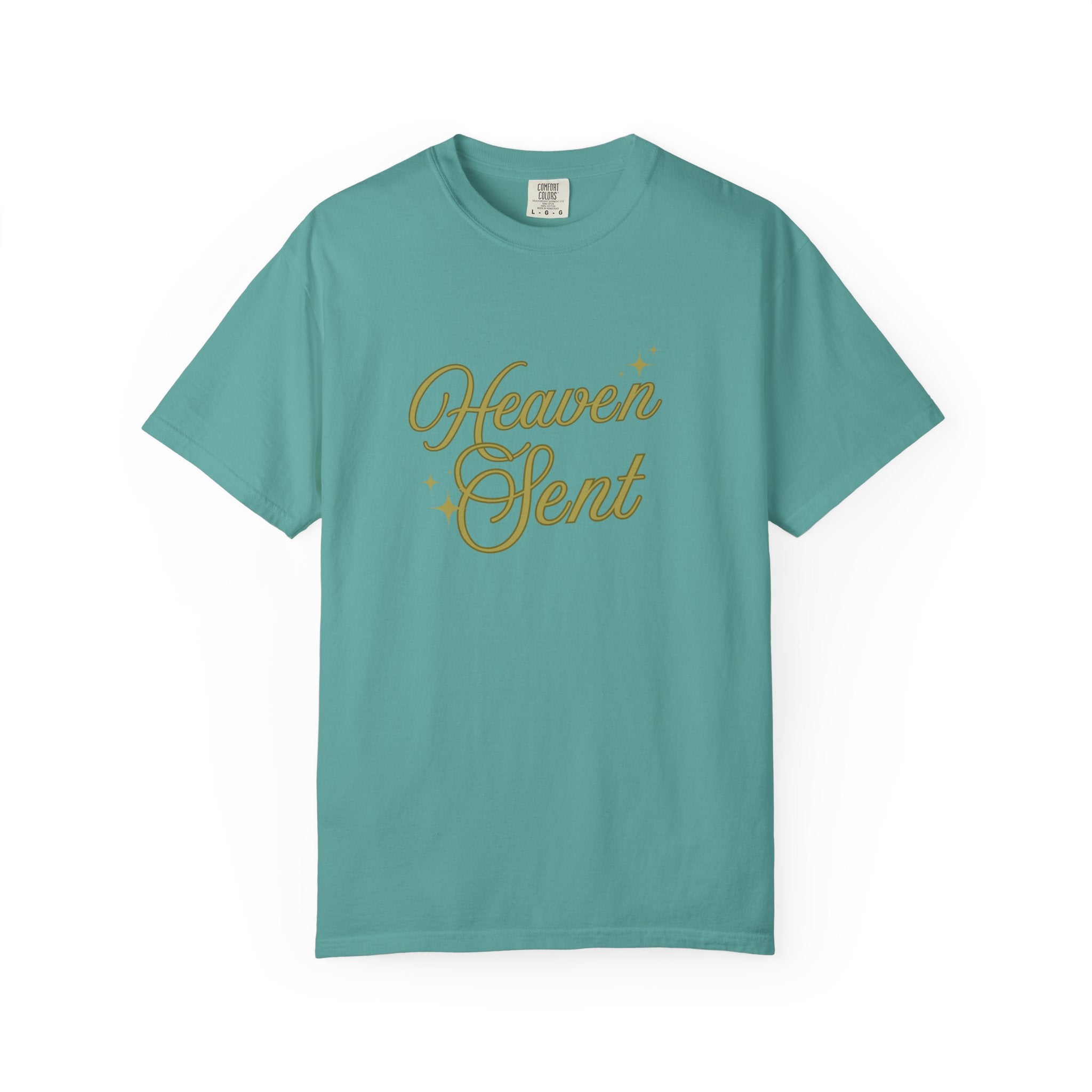 Heaven Sent Graphic Tee – Script Text Logo Cotton T-Shirt