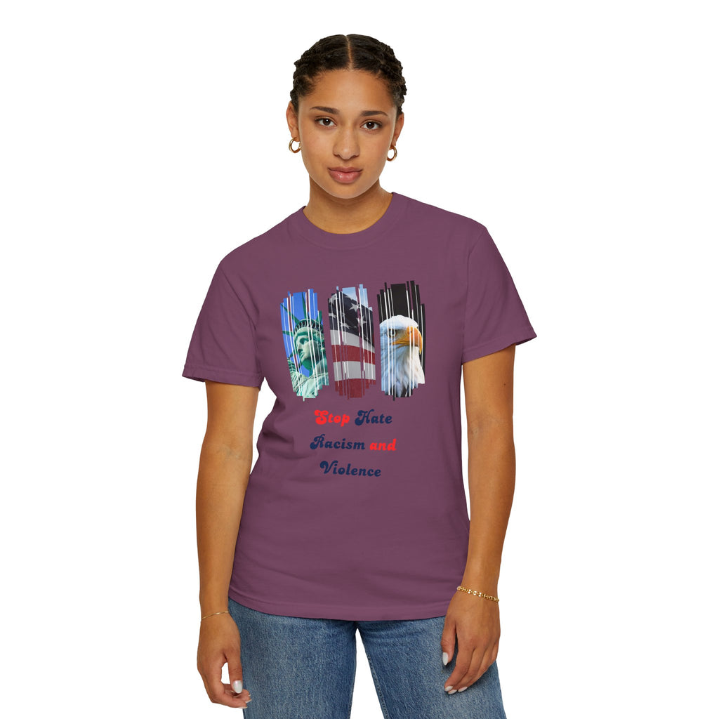 Patriotic 'Stop Hate Racism and Violence' T-Shirt