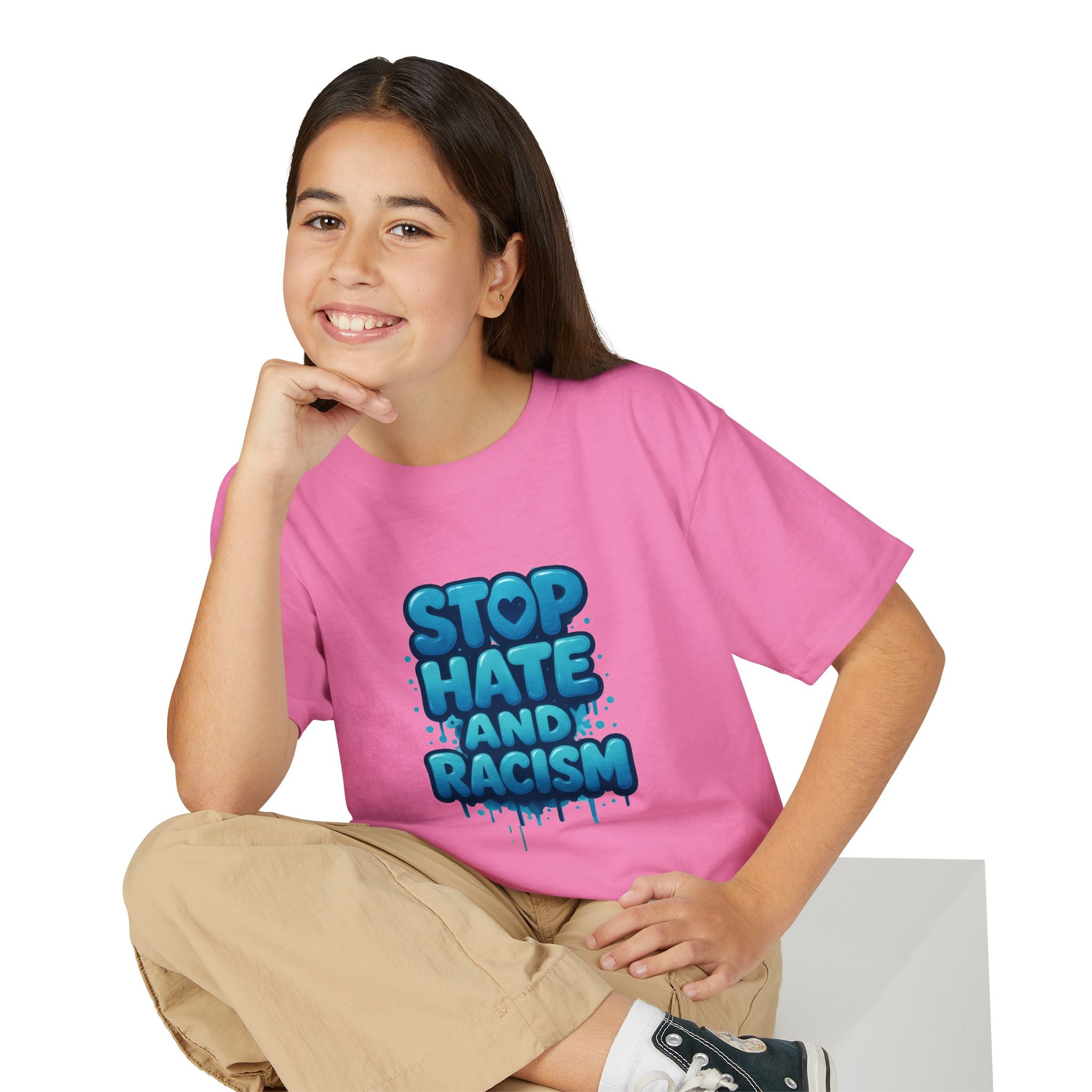 Stop Hate and Racism Youth T-Shirt — Anti-Racism Message Tee