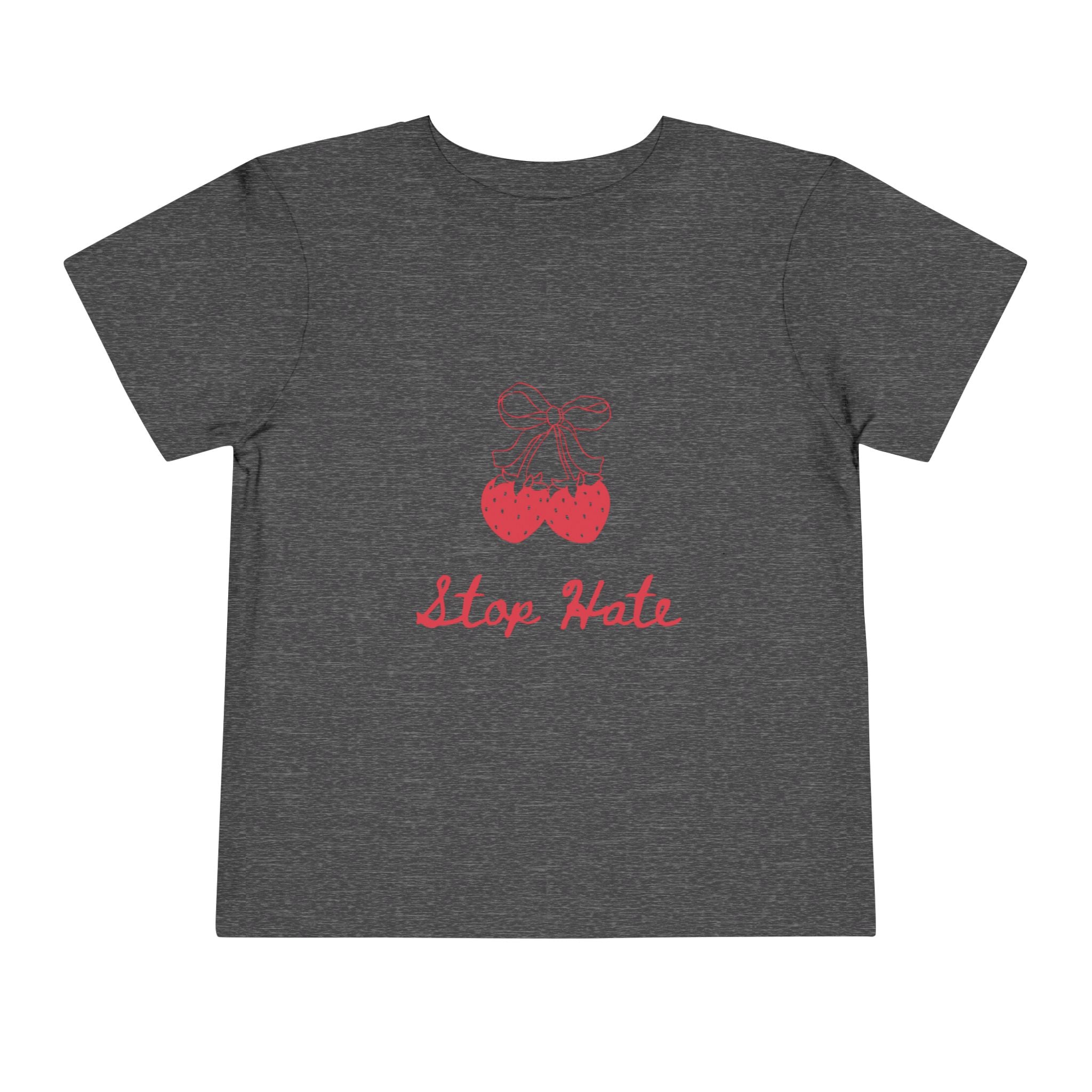 Stop Hate Toddler Tee — Cute Strawberry Heart Graphic Kids Shirt
