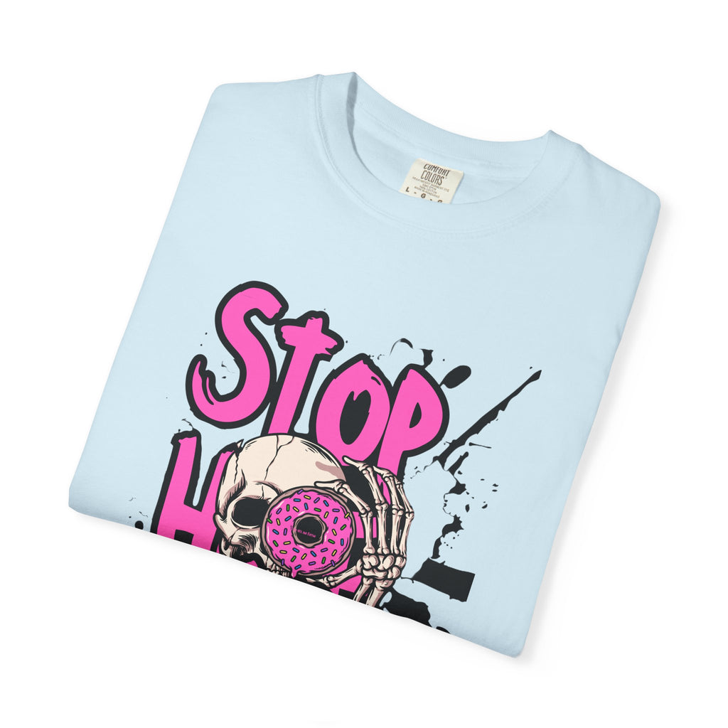 Stop H8 and Racism Graphic Tee — Anti-Racism Skull Donut Protest T-Shirt