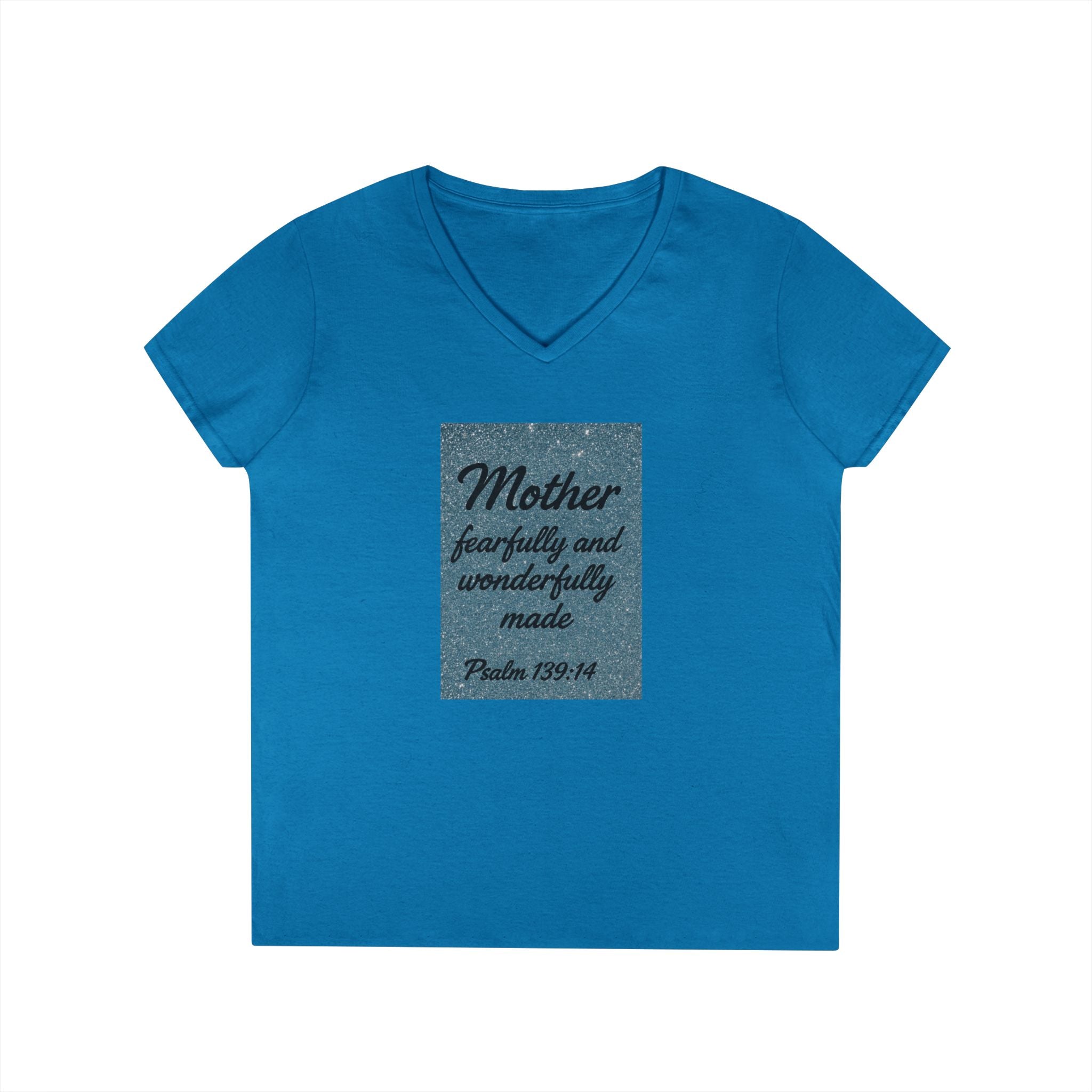 Mother 'Fearfully and Wonderfully Made' V‑Neck Tee — Psalm 139:14 Christian Mom Shirt