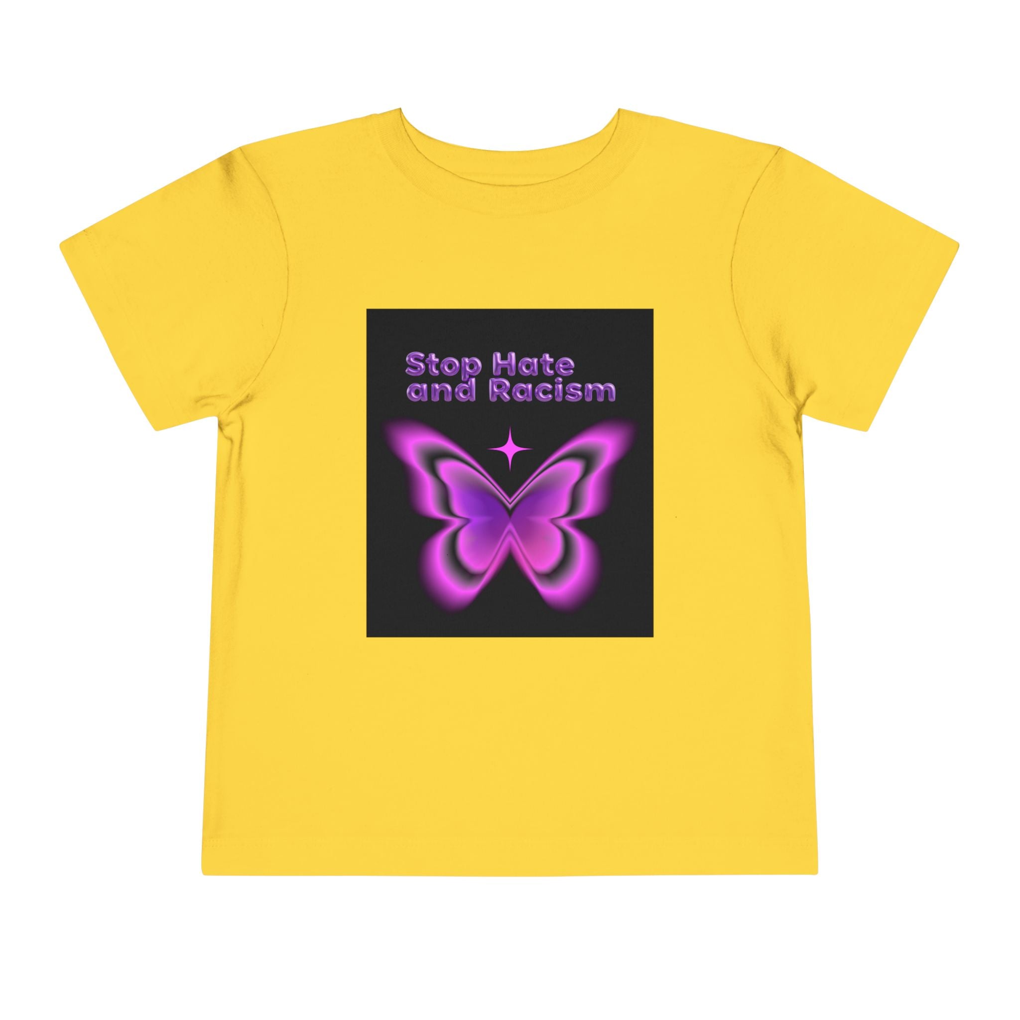 Stop Hate and Racism Toddler Tee — Purple Butterfly Anti-Racism Shirt