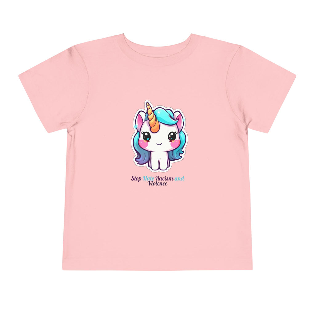 Toddler Tee — Cute Rainbow Unicorn "Stay Positive and Believe" Kids Shirt