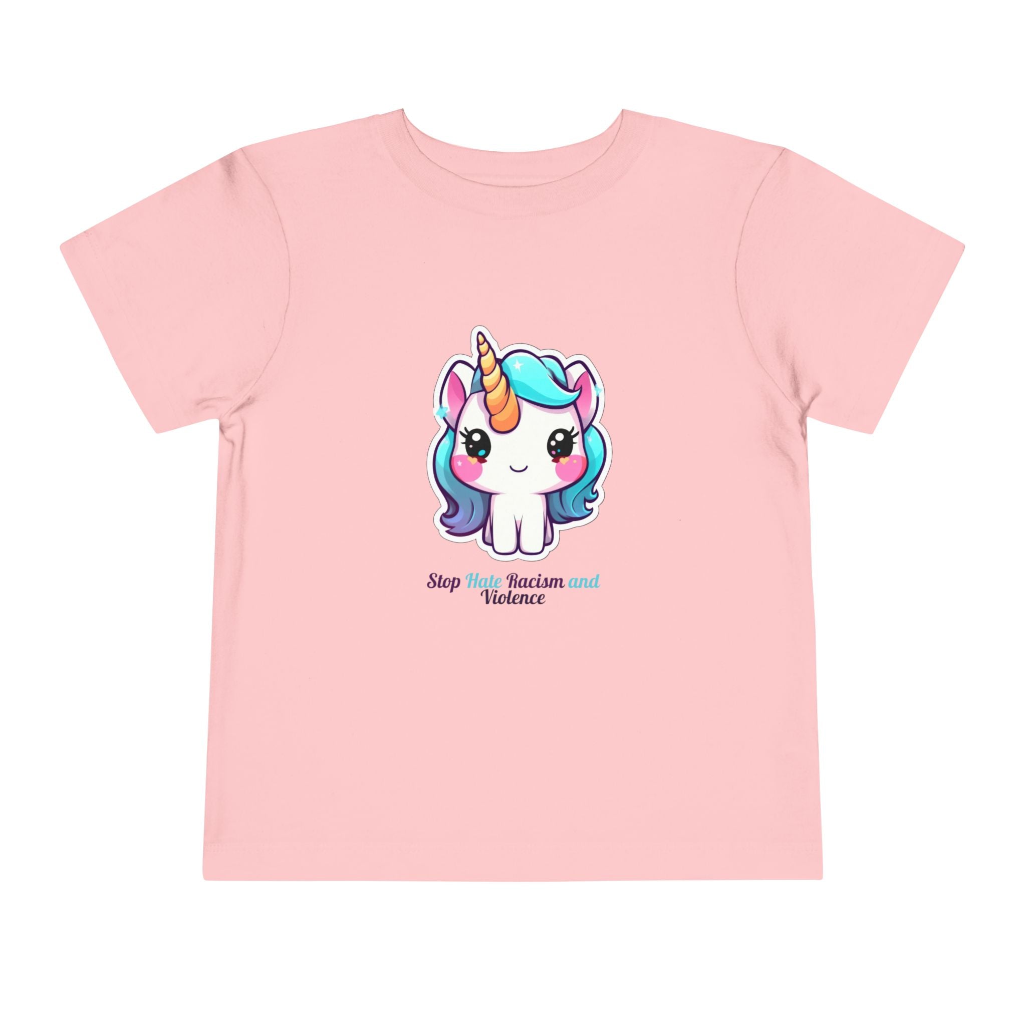 Toddler Tee — Cute Rainbow Unicorn "Stay Positive and Believe" Kids Shirt