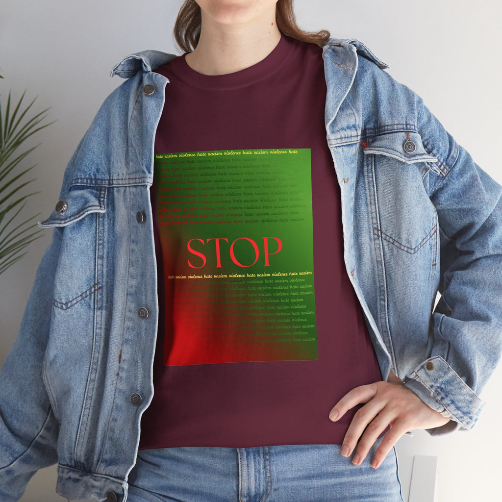 STOP Graphic Tee — Red & Green Gradient Statement T‑Shirt