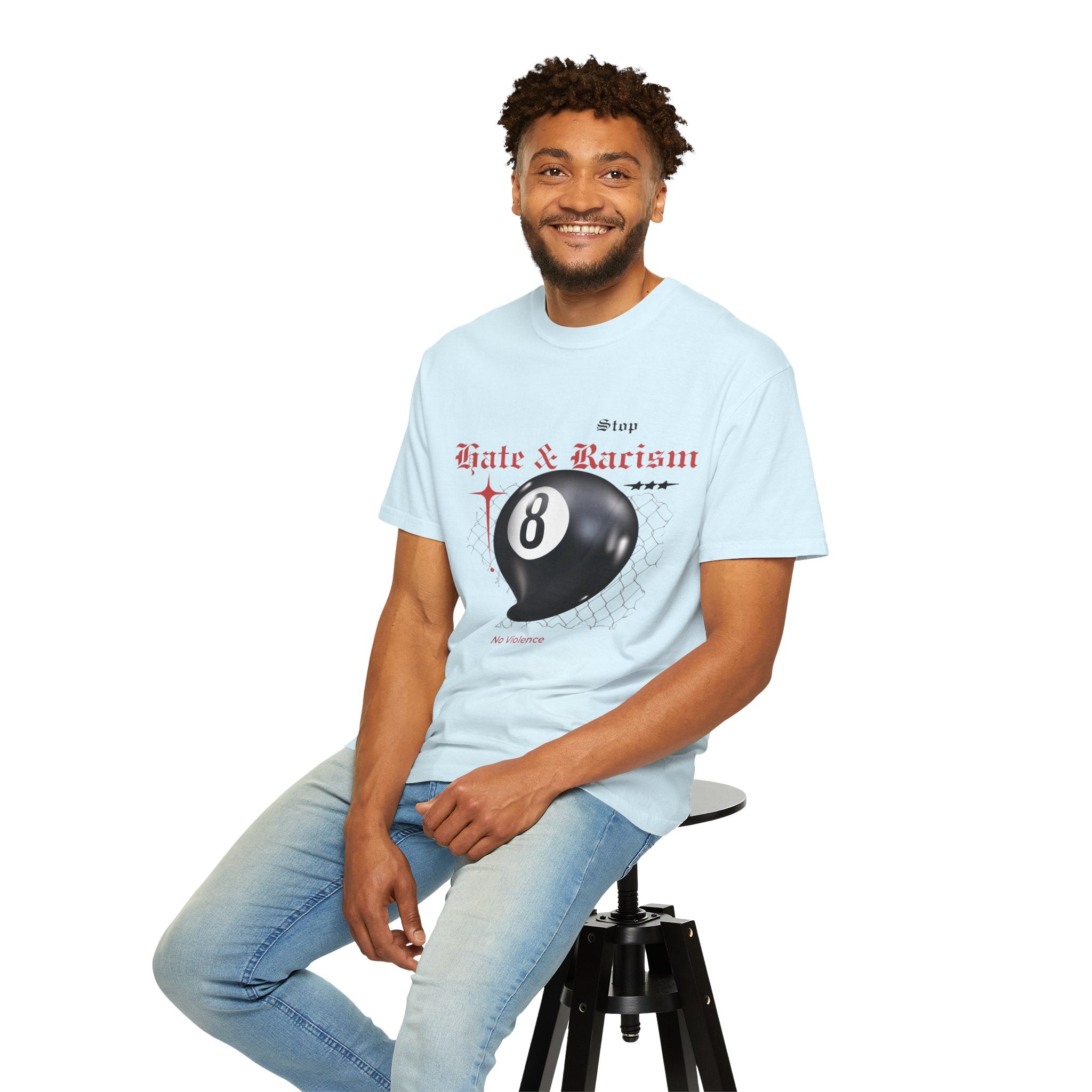 Anti-Racism 8-Ball T-Shirt — Stop Hate & Racism Graphic Tee