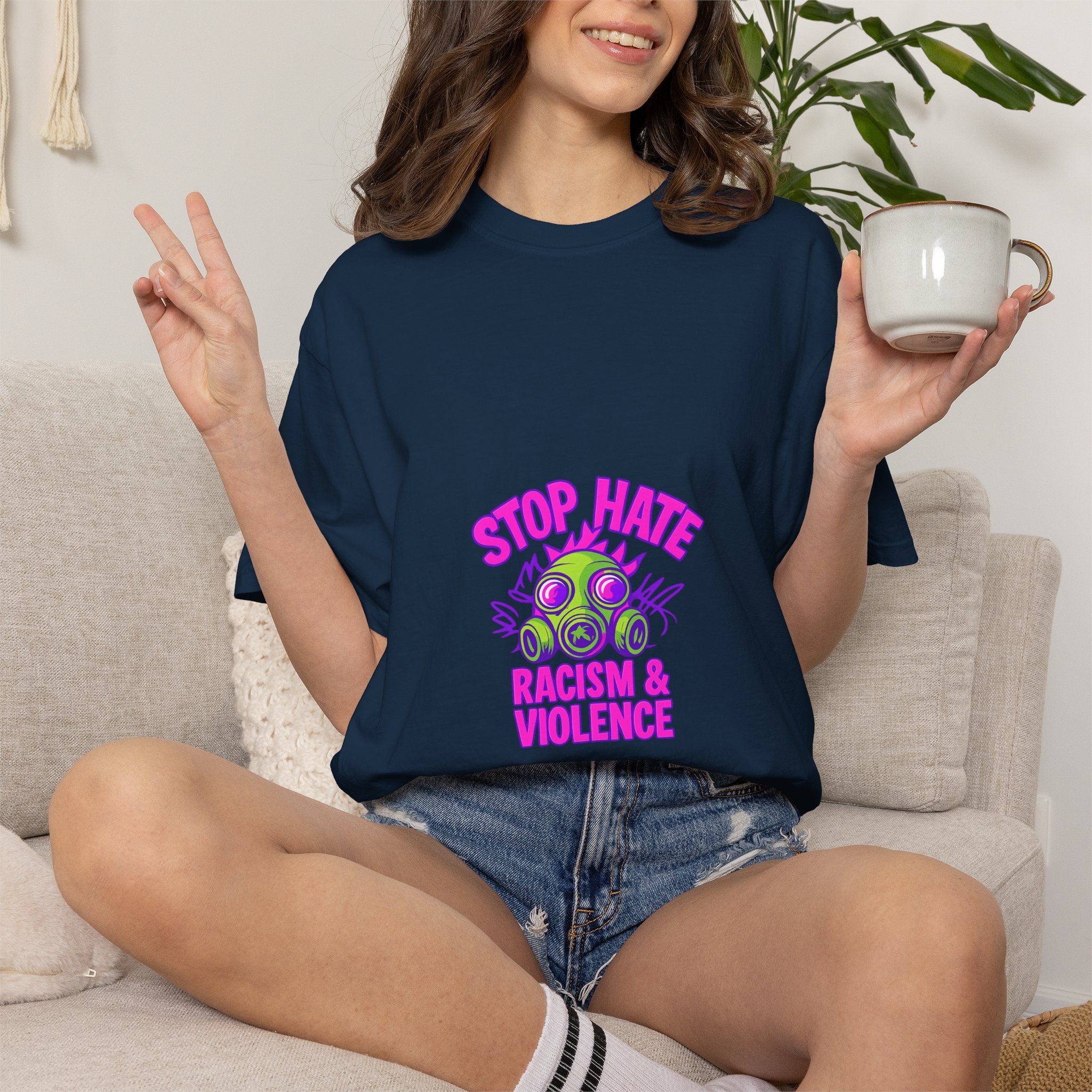 Stop Hate Racing & Violence T-Shirt — Anti-Hate Graphic Tee