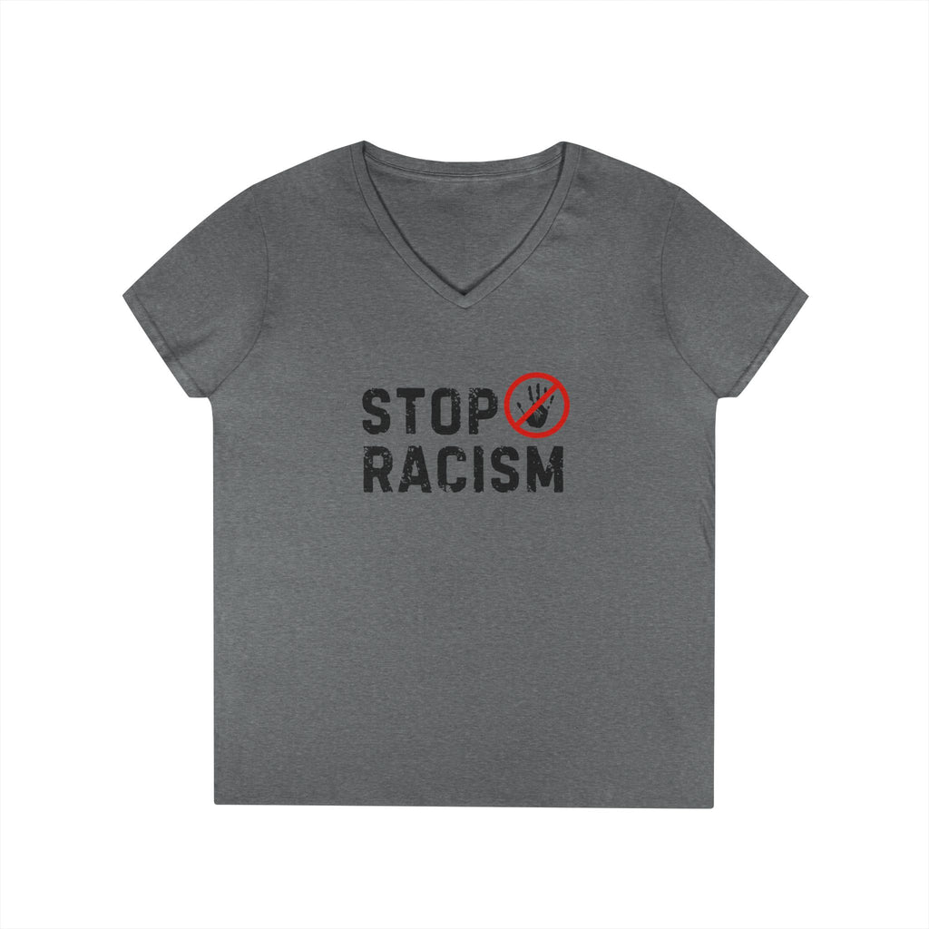 Stop Racism V-Neck T-Shirt — Anti-Racism Message Tee