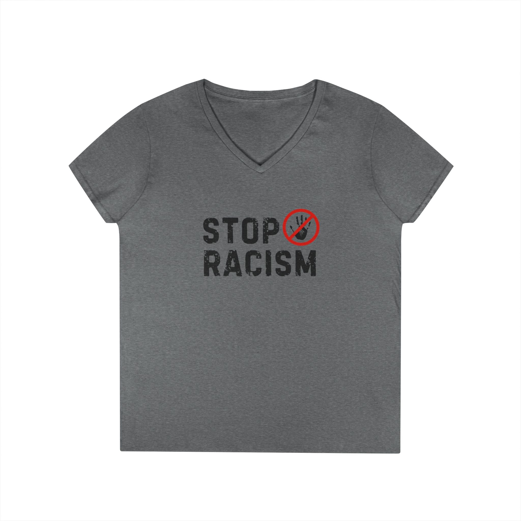 Stop Racism V-Neck T-Shirt — Anti-Racism Message Tee