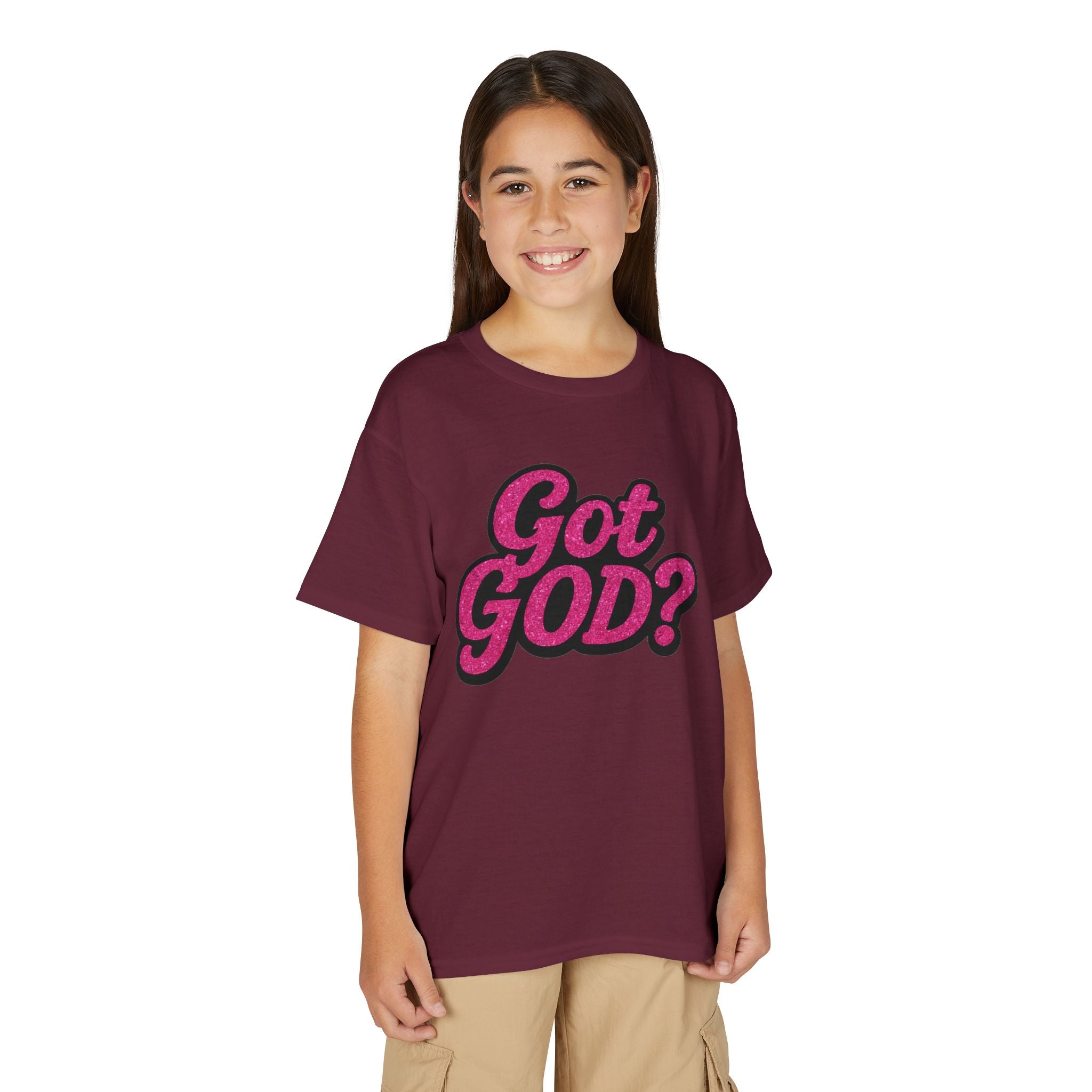Youth T-Shirt — "Got GOD?" Pink Retro Faith Graphic