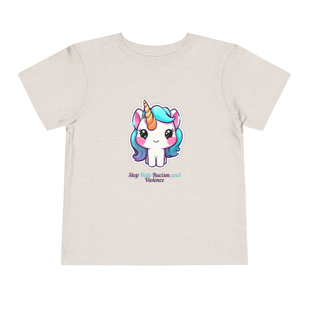 Toddler Tee — Cute Rainbow Unicorn "Stay Positive and Believe" Kids Shirt