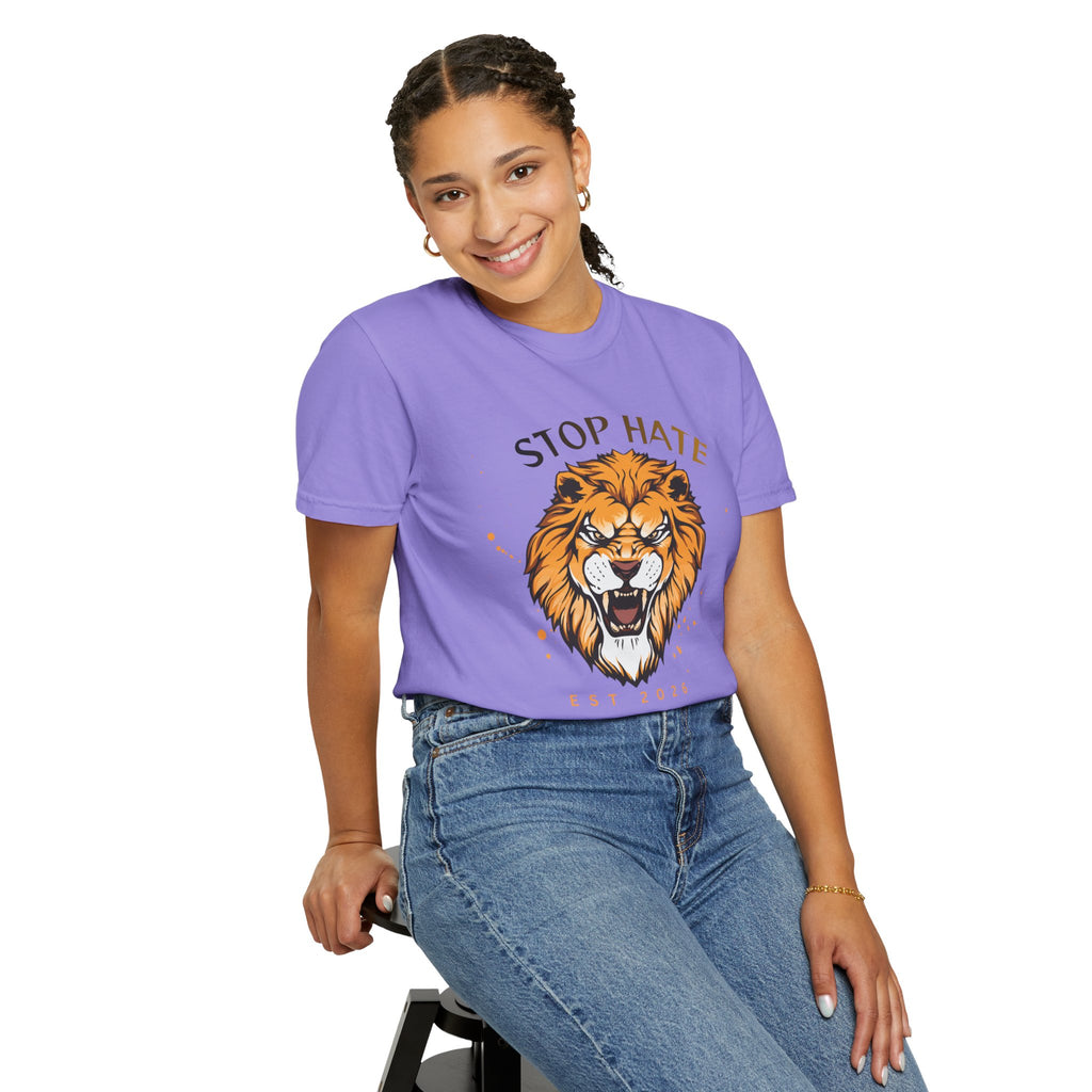 Stop Hate Lion T-Shirt — "Stop Racism and Violence" Statement Tee
