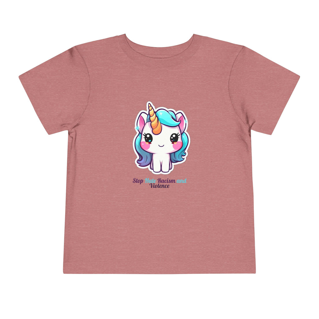 Toddler Tee — Cute Rainbow Unicorn "Stay Positive and Believe" Kids Shirt